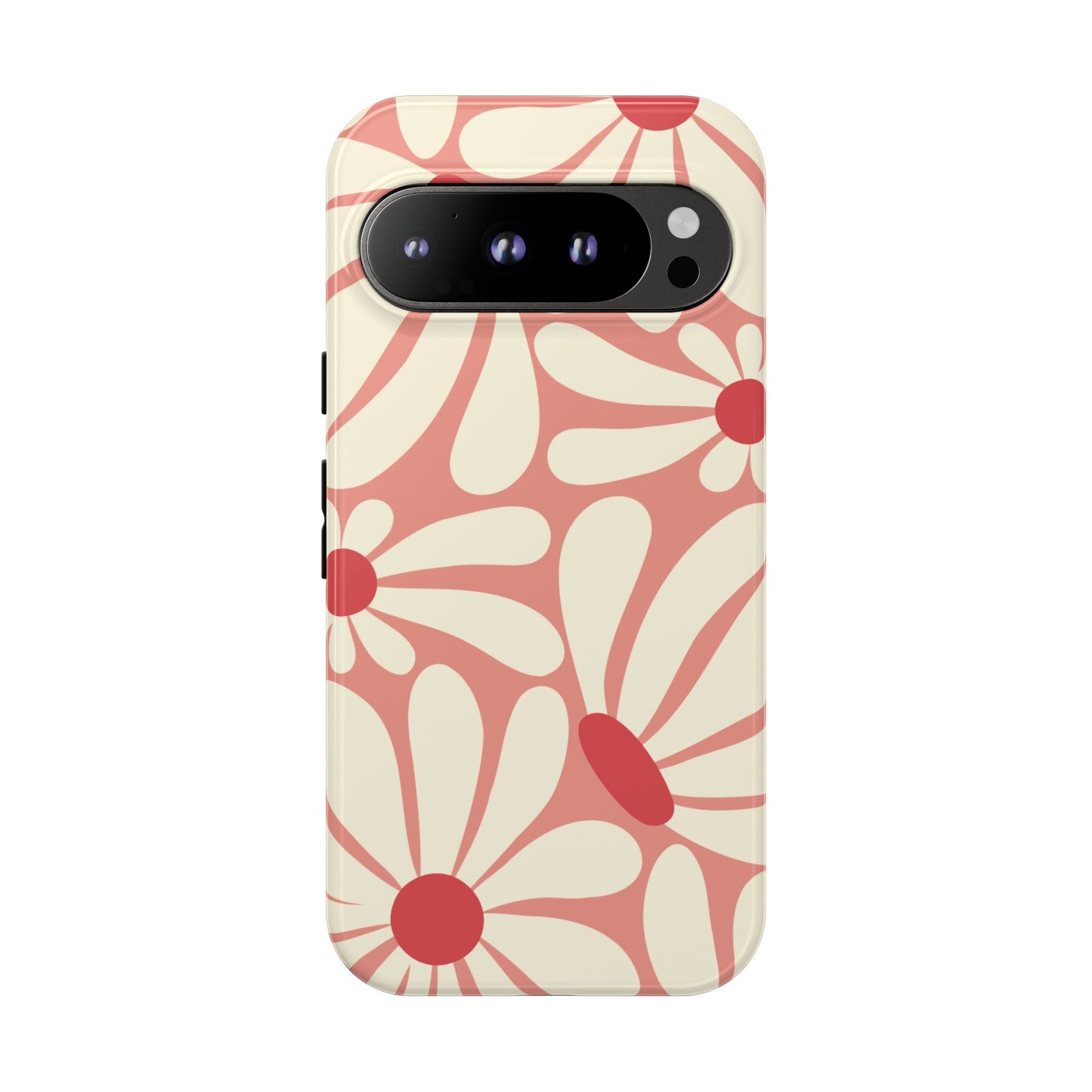 Google Pixel 9 Pro / Glossy Phone Case - ’Retro Pink Daisy Pattern’ Phone Case