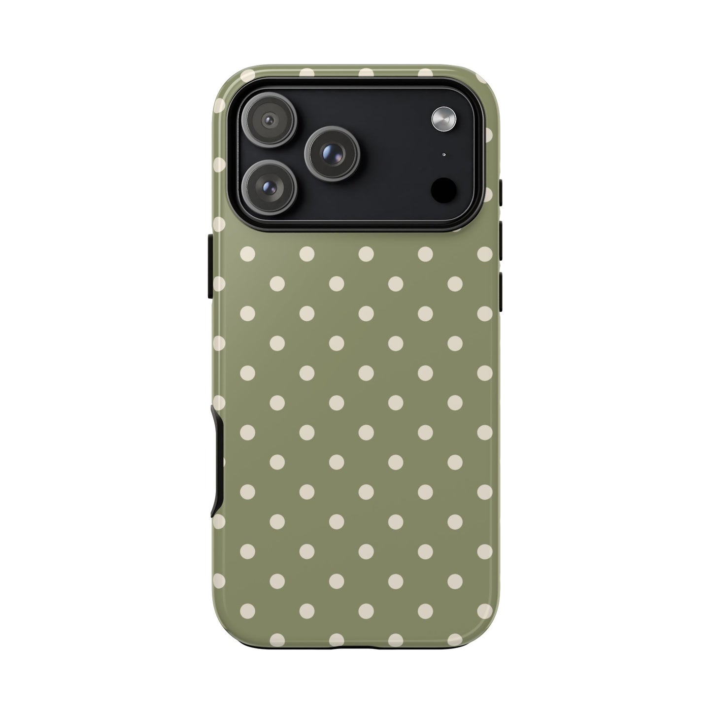 iPhone 17 Pro Max / Glossy Phone Case - ’Green & White Dot Pattern’ Phone Case