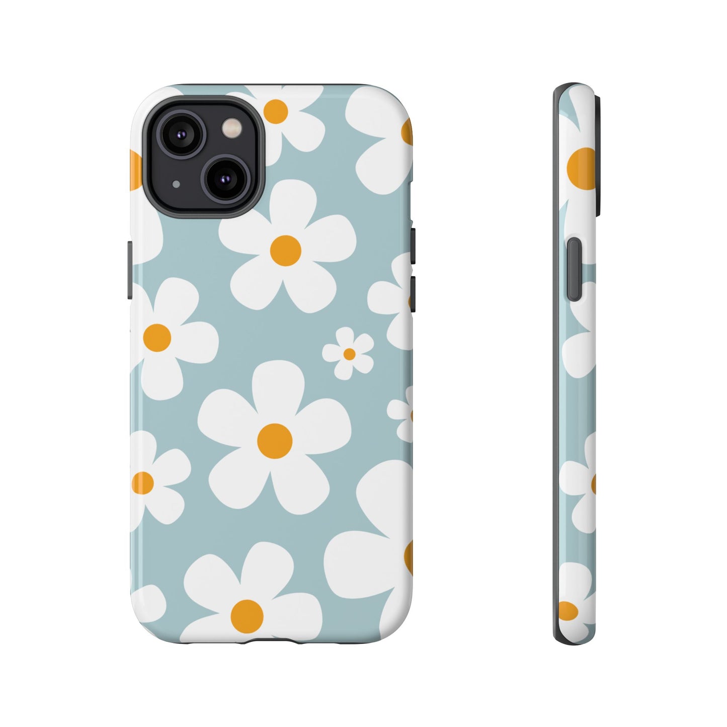 iPhone 14 Plus / Glossy Phone Case - ’Blue Daisy Pattern’ Phone Case