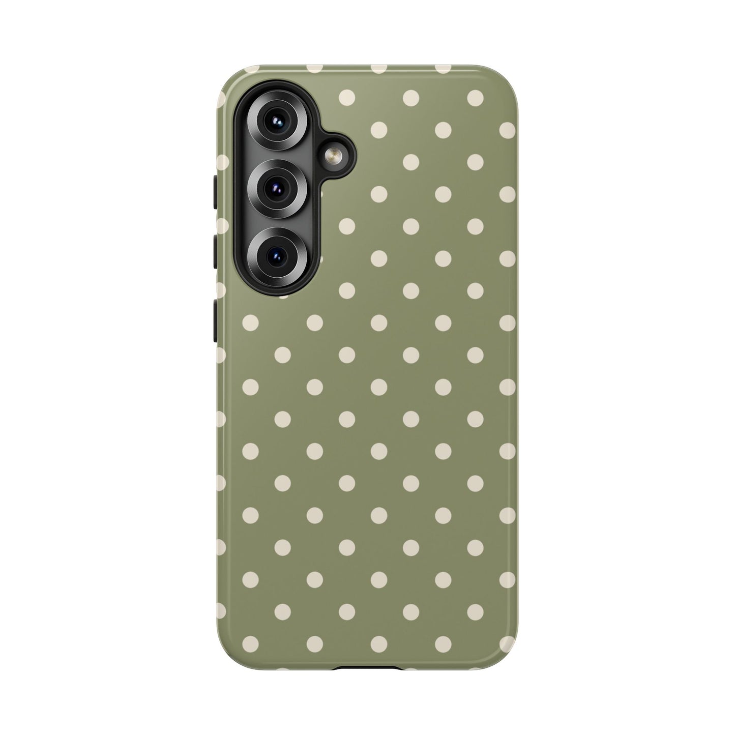 Samsung Galaxy S25 / Glossy Phone Case - ’Green & White Dot Pattern’ Phone Case