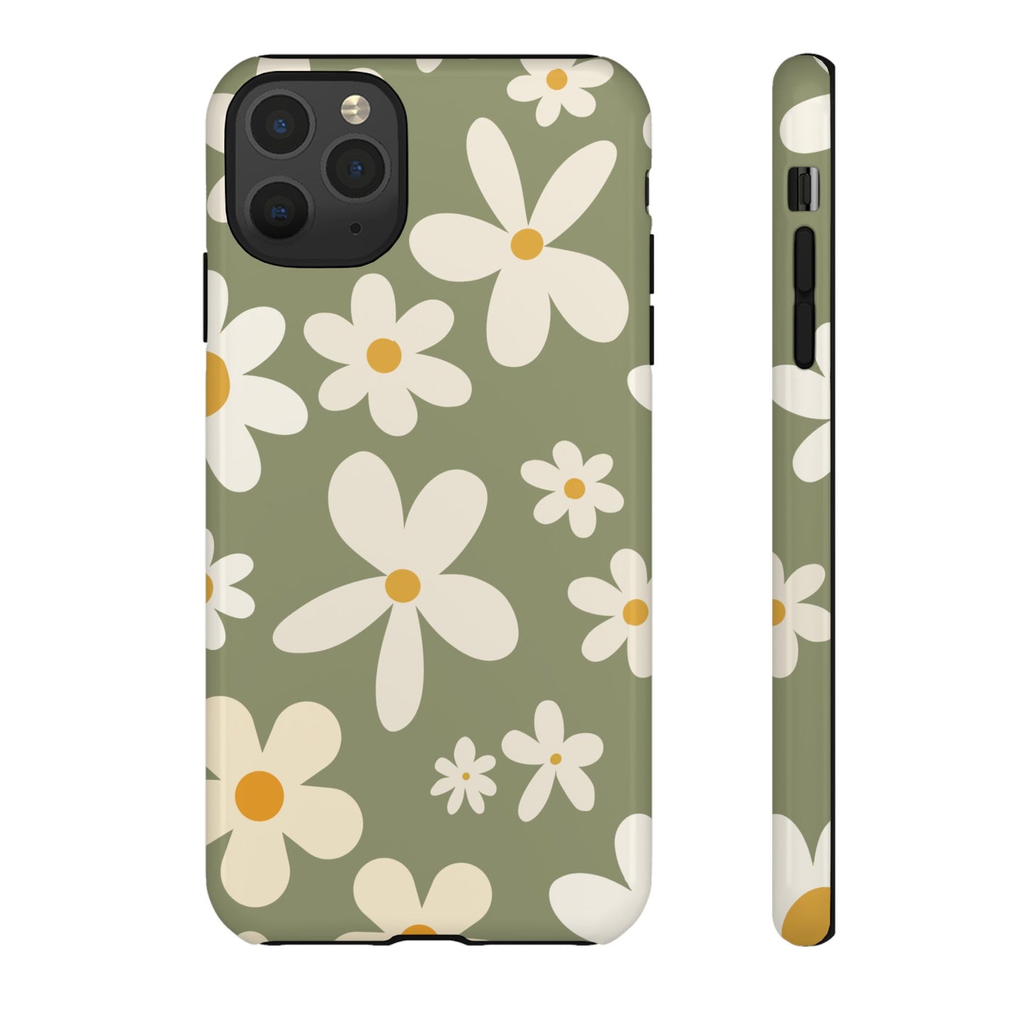 iPhone 11 Pro Max / Glossy Phone Case - ’Green Daisy Pattern’ Phone Case