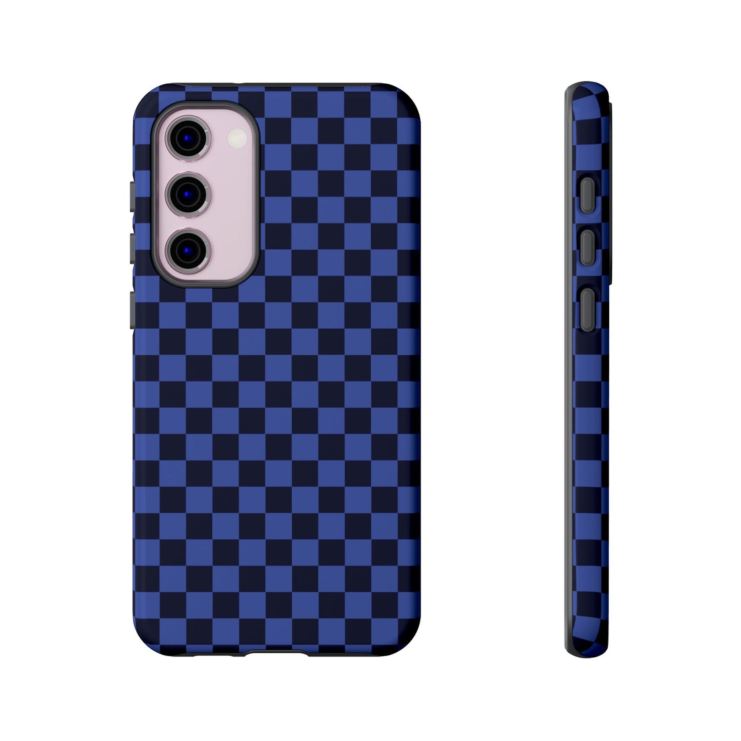 Samsung Galaxy S23 Plus / Glossy Phone Case - ’Bold Blue Checkered Pattern’ Phone Case