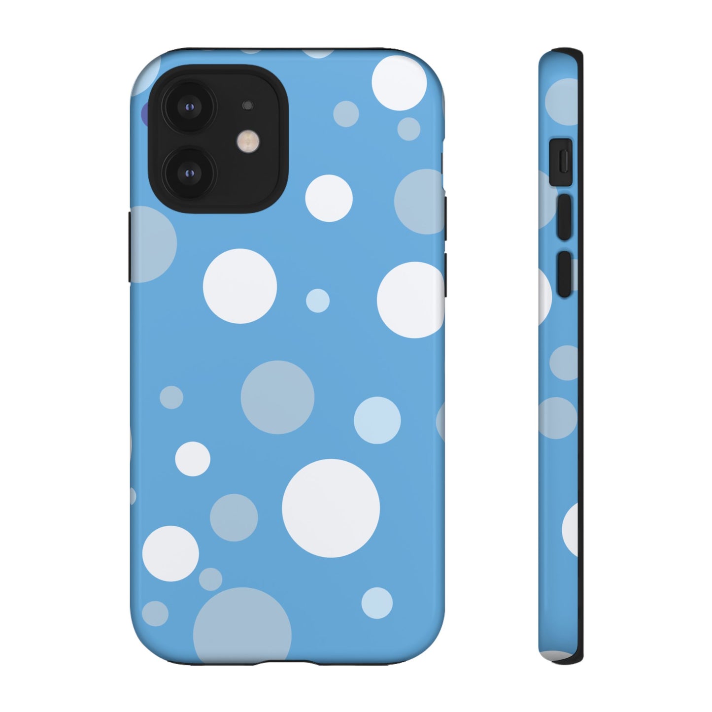 iPhone 12 / Glossy Phone Case - ’Bold Blue with White Dot Pattern’ Phone Case