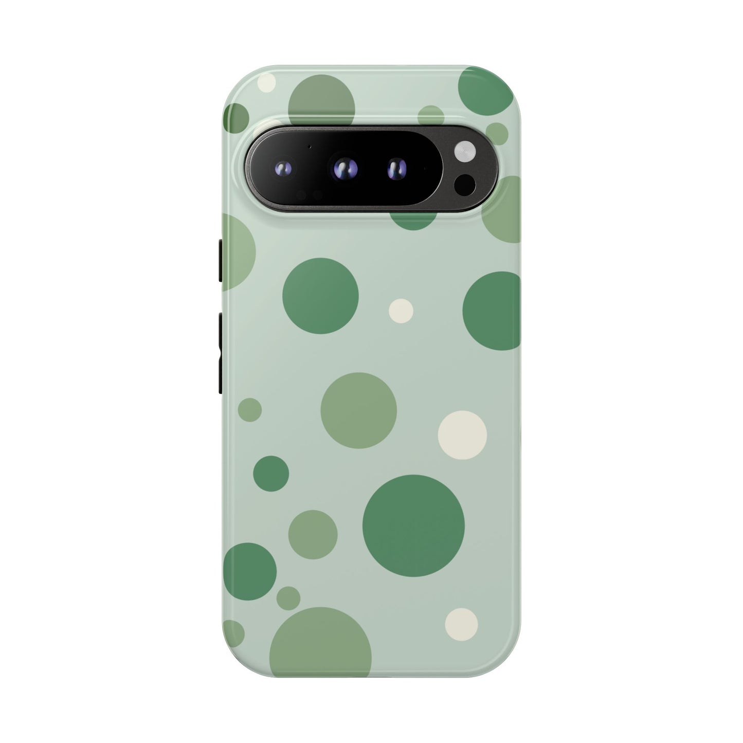 Google Pixel 9 Pro / Glossy Phone Case - ’Bold Green Dot Pattern’ Phone Case