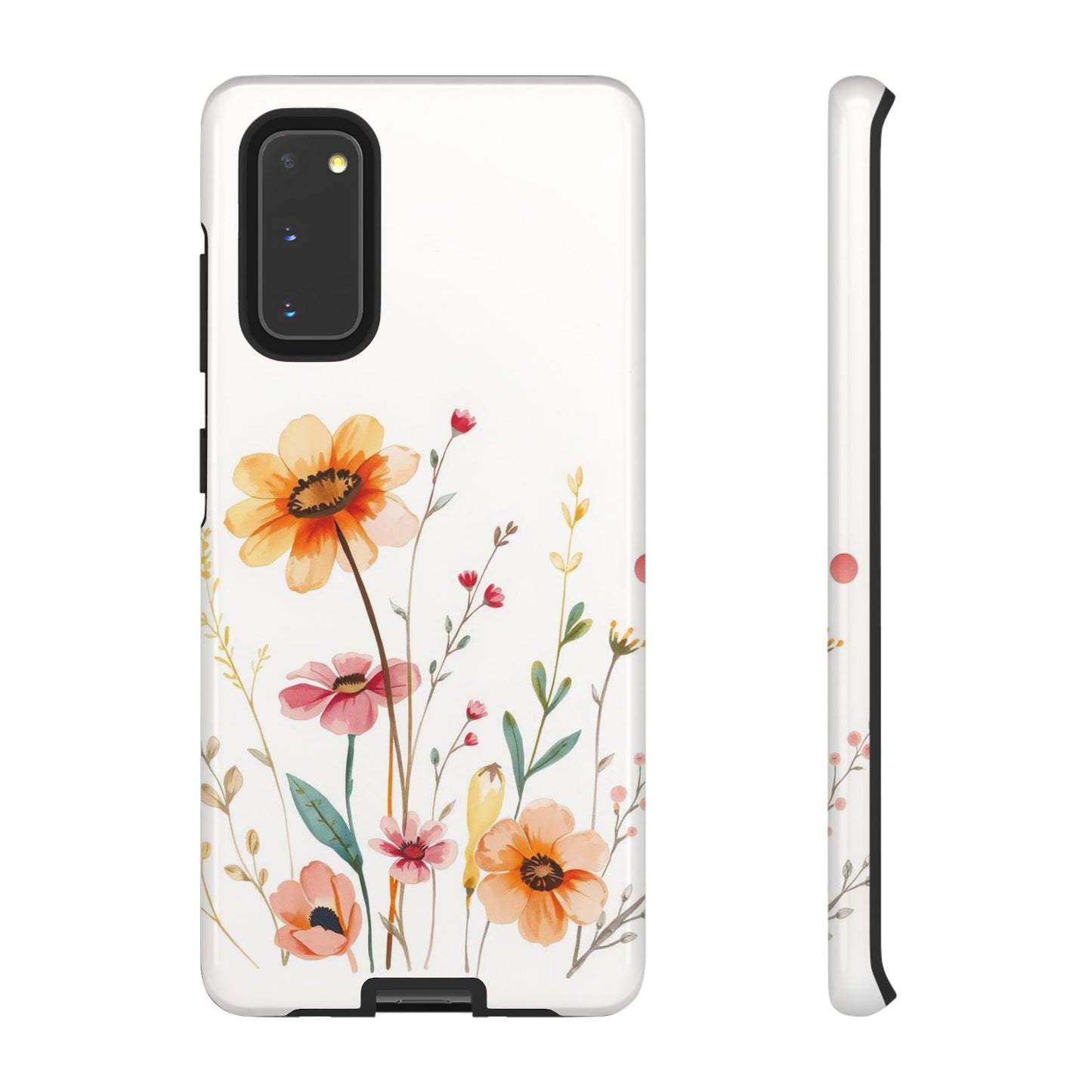 Samsung Galaxy S20 / Glossy Phone Case - Boho Chic Watercolour Wild Blooms Pattern Phone Case