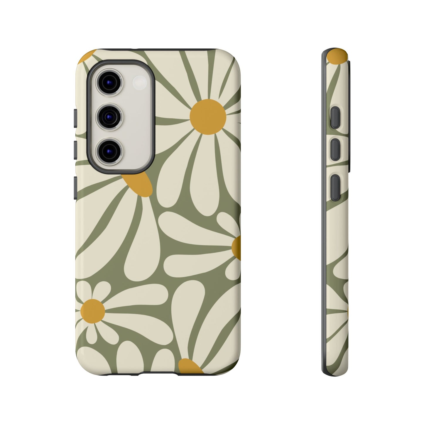Samsung Galaxy S23 / Glossy Phone Case - ’Retro Green Daisy Pattern #1’ Phone Case