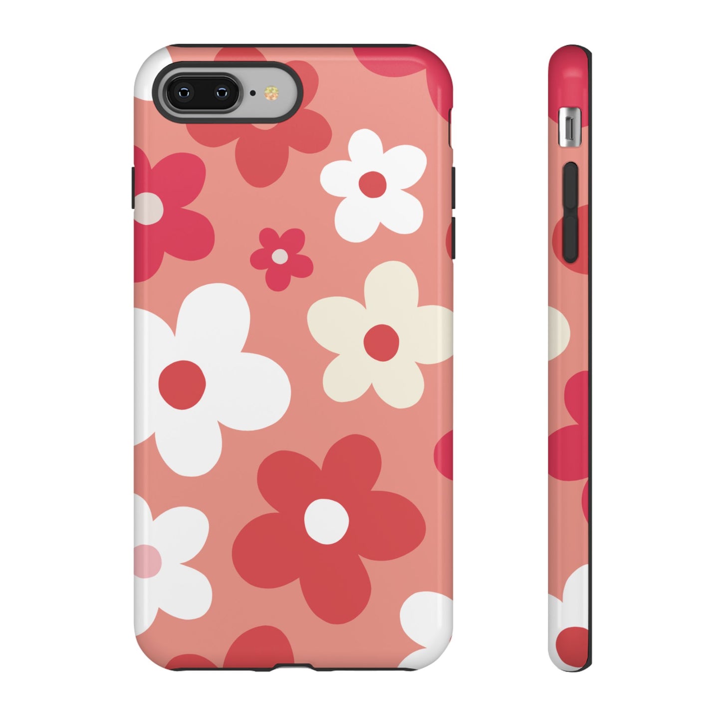 iPhone 8 Plus / Glossy Phone Case - ’Pink Daisy Pattern’ Phone Case