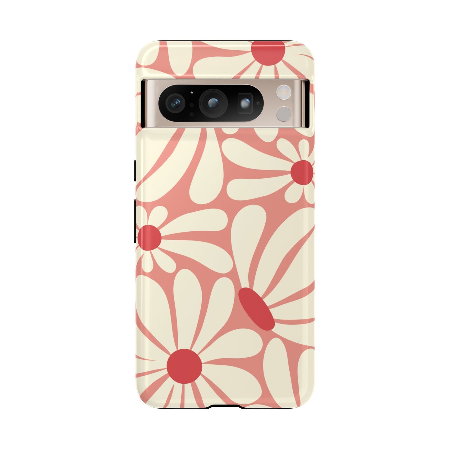 Google Pixel 8 Pro / Glossy Phone Case - ’Retro Pink Daisy Pattern’ Phone Case