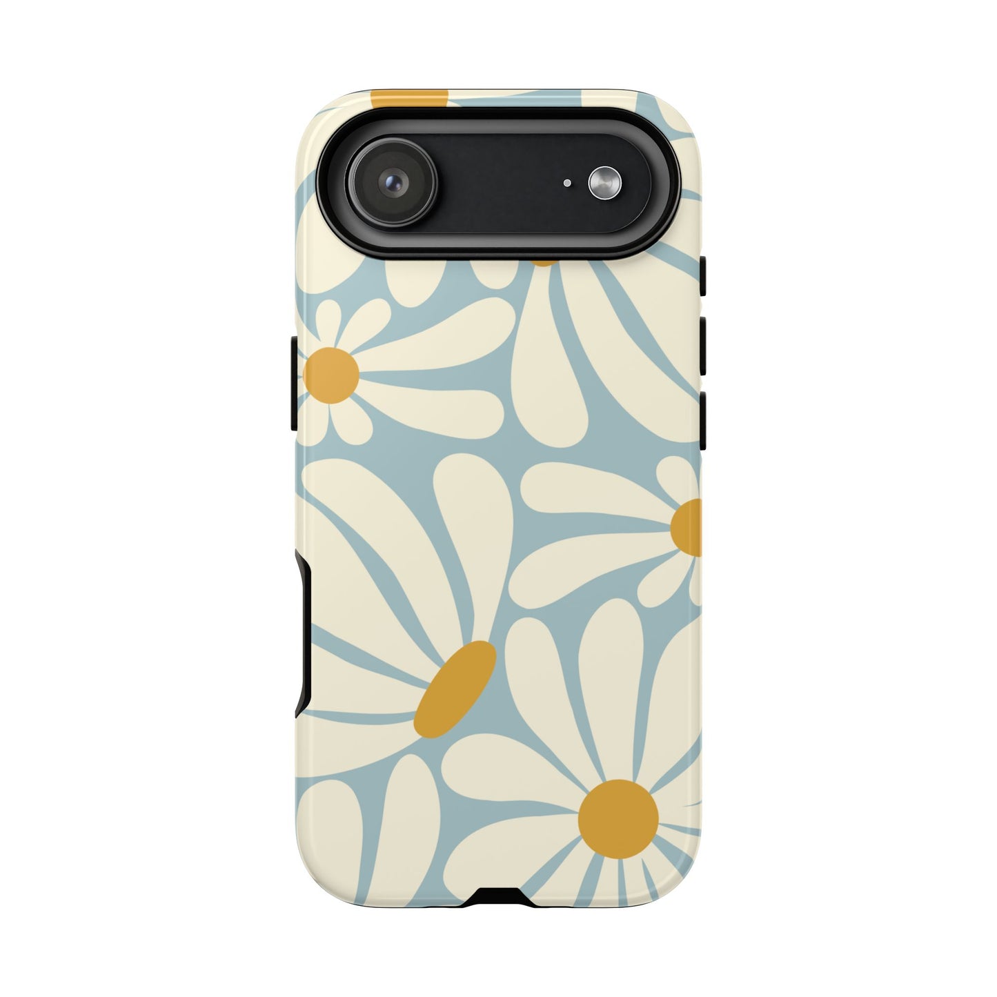 iPhone 17 Air / Glossy Phone Case - ’Retro Blue Daisy Pattern’ Phone Case