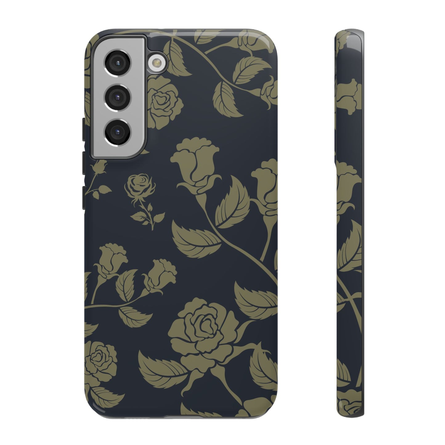 Samsung Galaxy S22 Plus / Glossy Phone Case - ’Blue & Olive Rose Pattern’ Phone Case