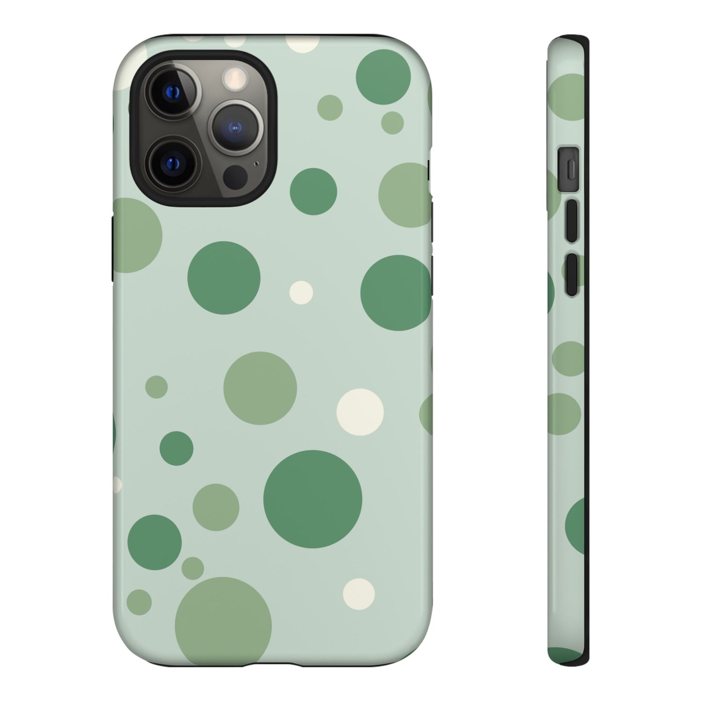 iPhone 12 Pro Max / Glossy Phone Case - ’Bold Green Dot Pattern’ Phone Case
