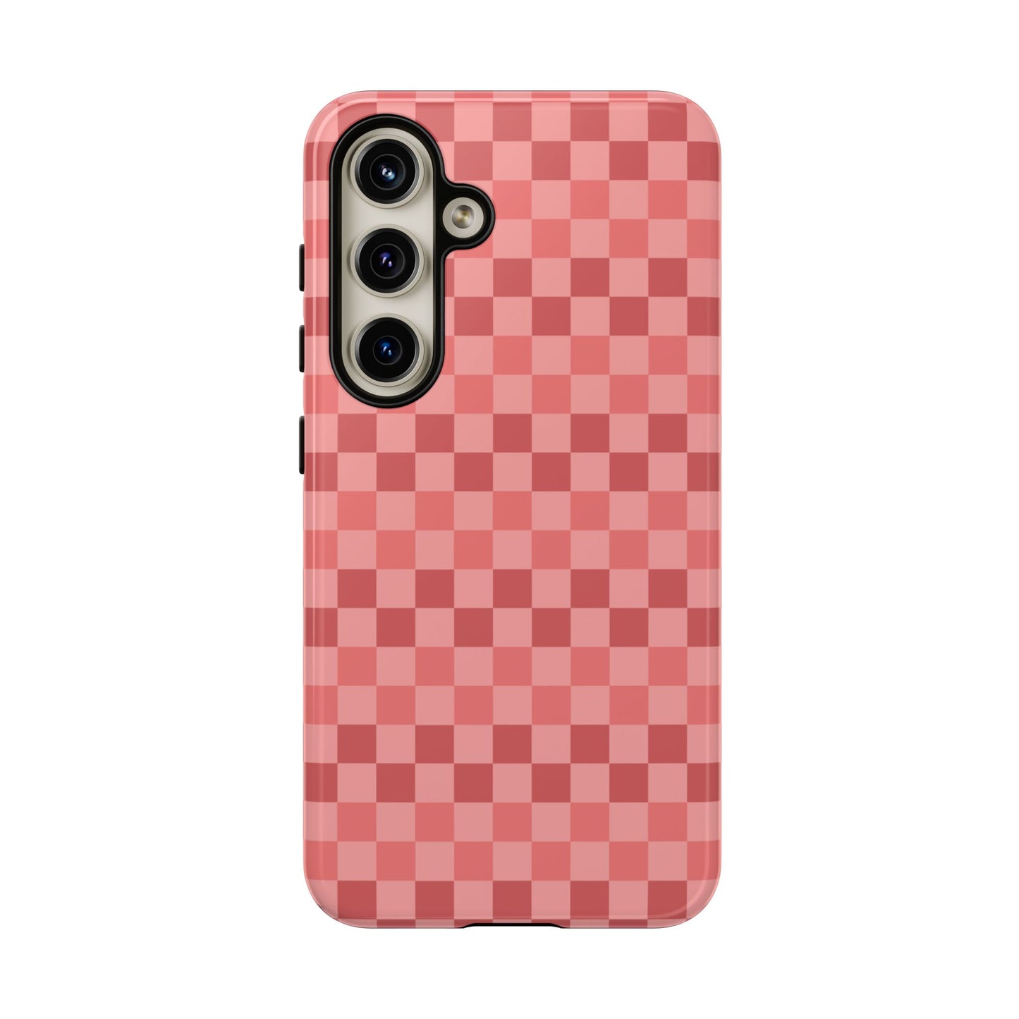 Samsung Galaxy S24 / Glossy Phone Case - ’Bold Pink Checkered Pattern’ Phone Case