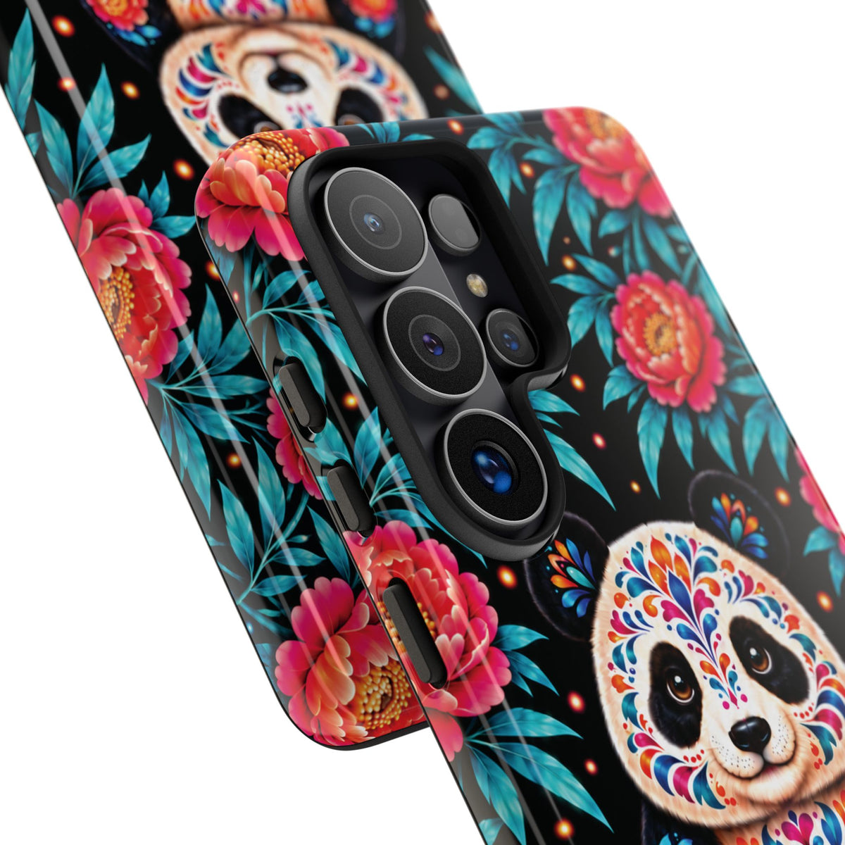Cute Pink and Turquoise Calavera Panda Phone Case - Multicolor Phone Case