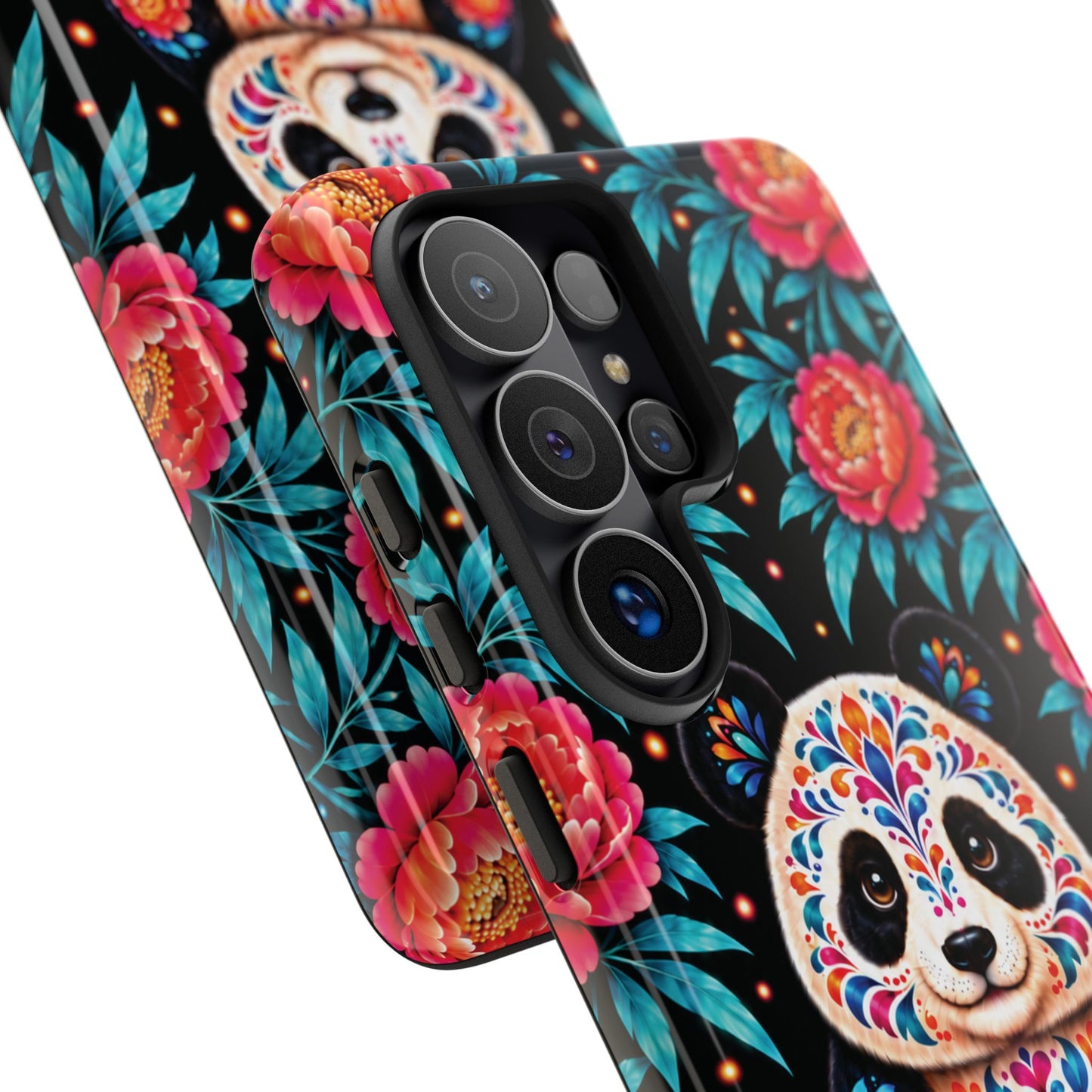 Cute Pink and Turquoise Calavera Panda Phone Case - Multicolor Phone Case