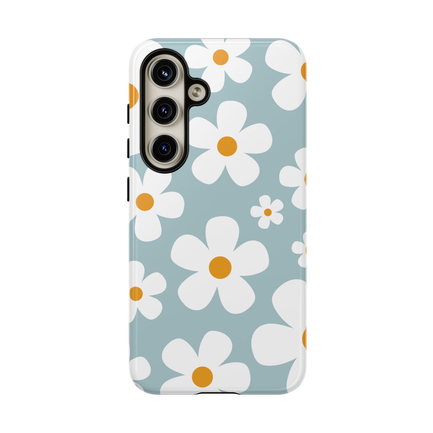 Samsung Galaxy S24 / Glossy Phone Case - ’Blue Daisy Pattern’ Phone Case