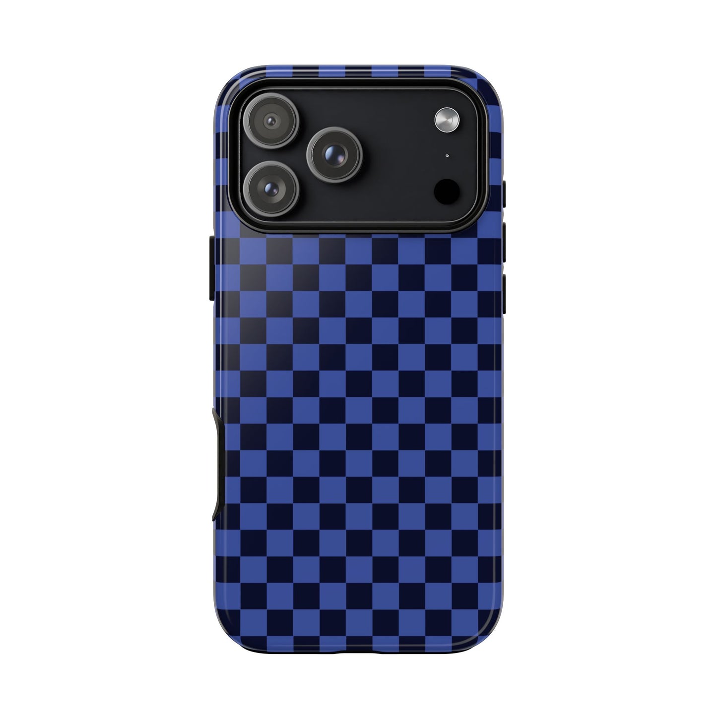 iPhone 17 Pro Max / Glossy Phone Case - ’Bold Blue Checkered Pattern’ Phone Case