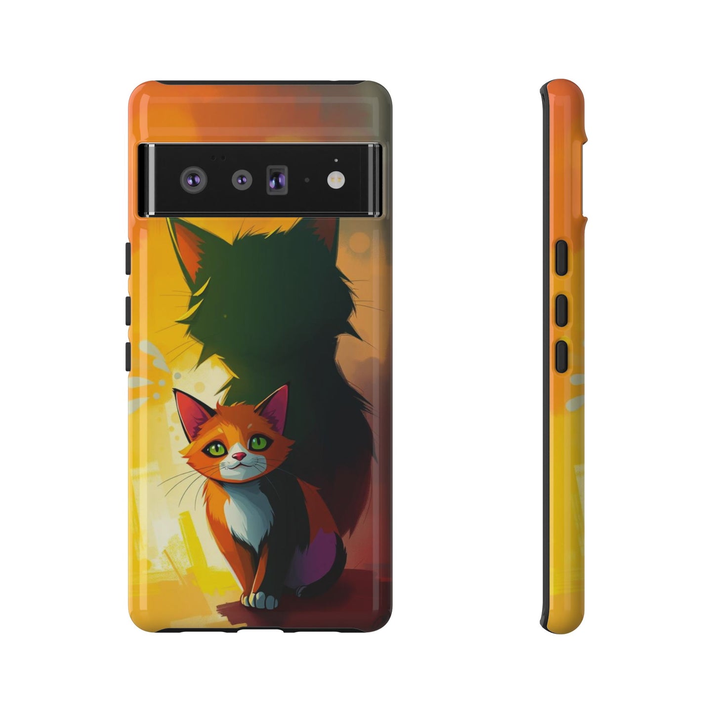 Acrylic Style Shadow Cat Design Phone Case
