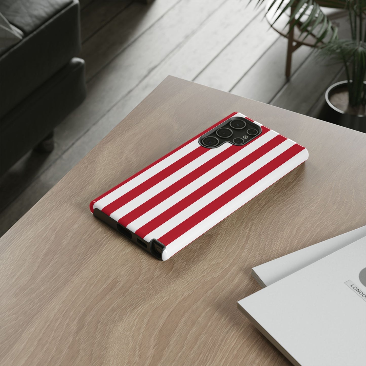 Phone Case - Simple Dark Pink & White Stripe Pattern Phone Case