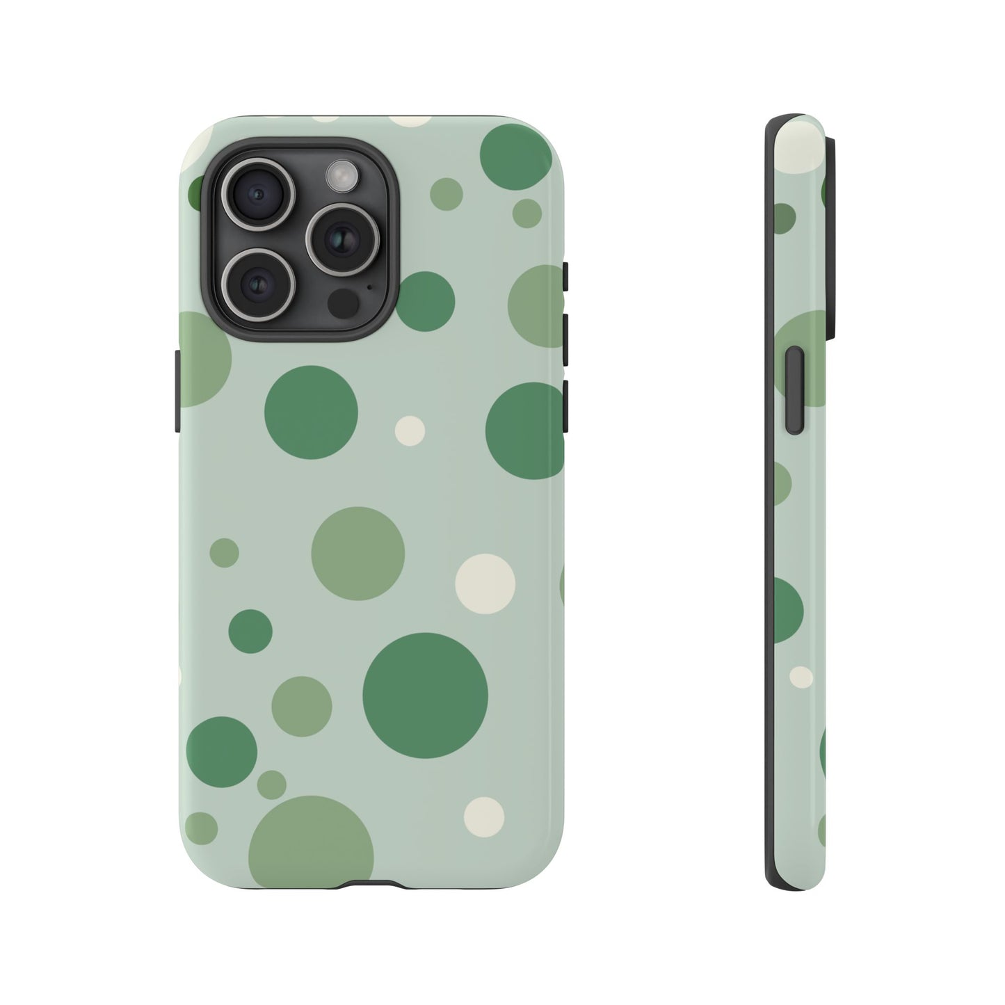 iPhone 15 Pro Max / Glossy Phone Case - ’Bold Green Dot Pattern’ Phone Case