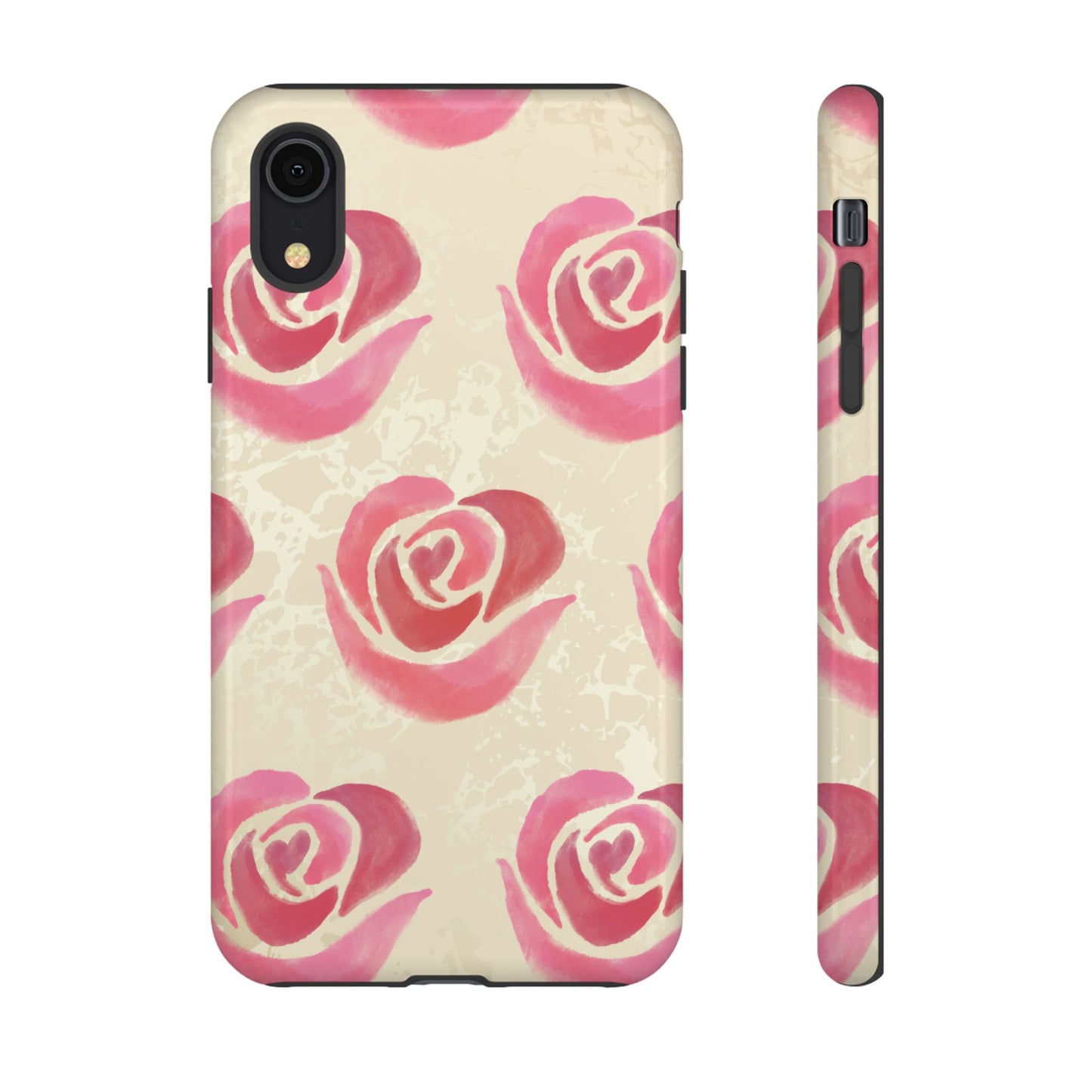 iPhone XR / Glossy Phone Case - ’Pink Rose Pattern’ Phone Case