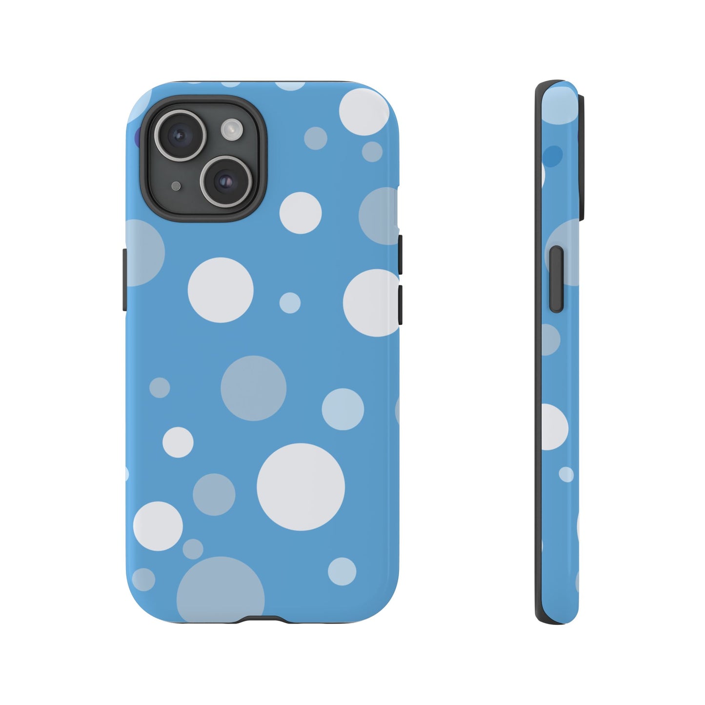 iPhone 15 / Glossy Phone Case - ’Bold Blue with White Dot Pattern’ Phone Case