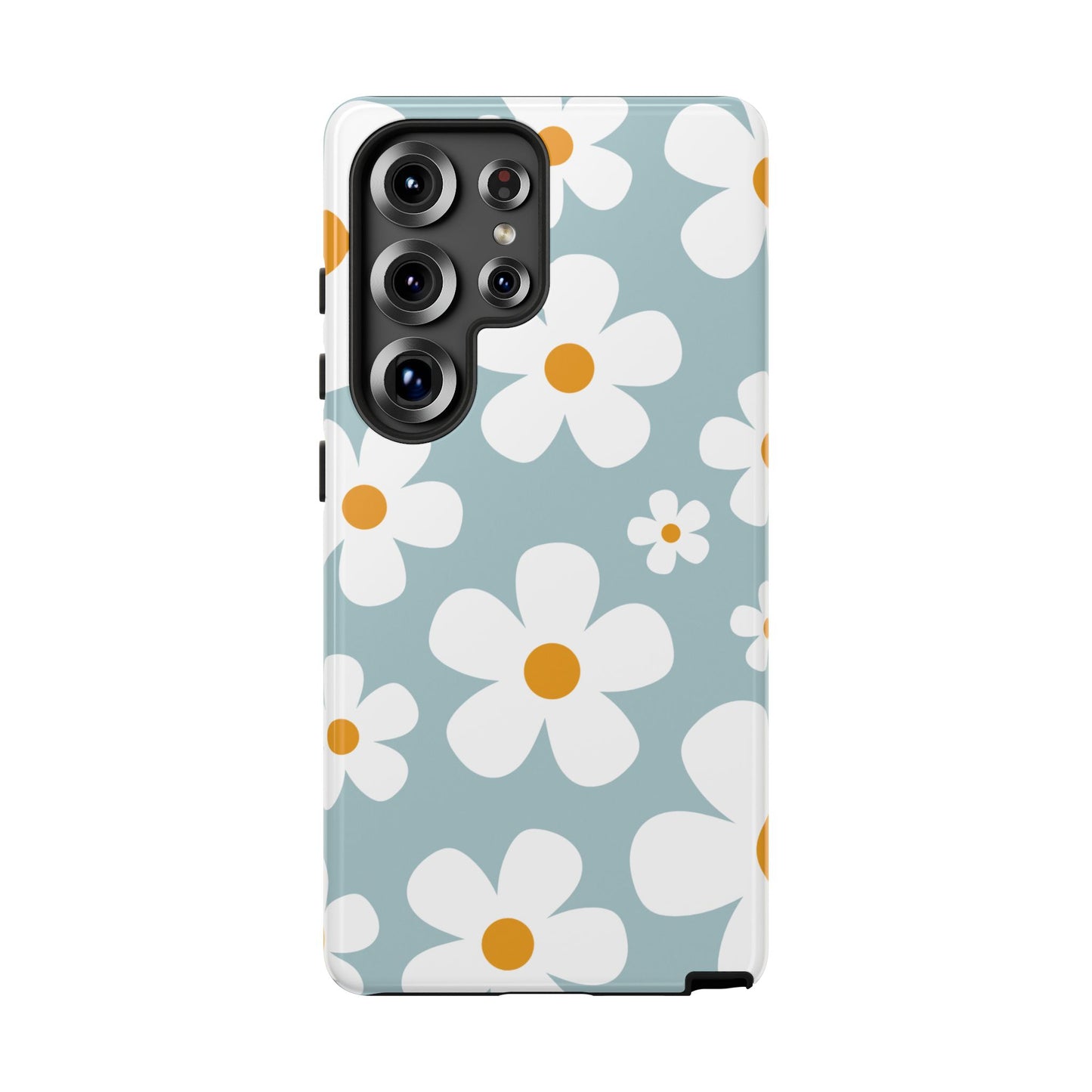 Samsung Galaxy S25 Ultra / Glossy Phone Case - ’Blue Daisy Pattern’ Phone Case