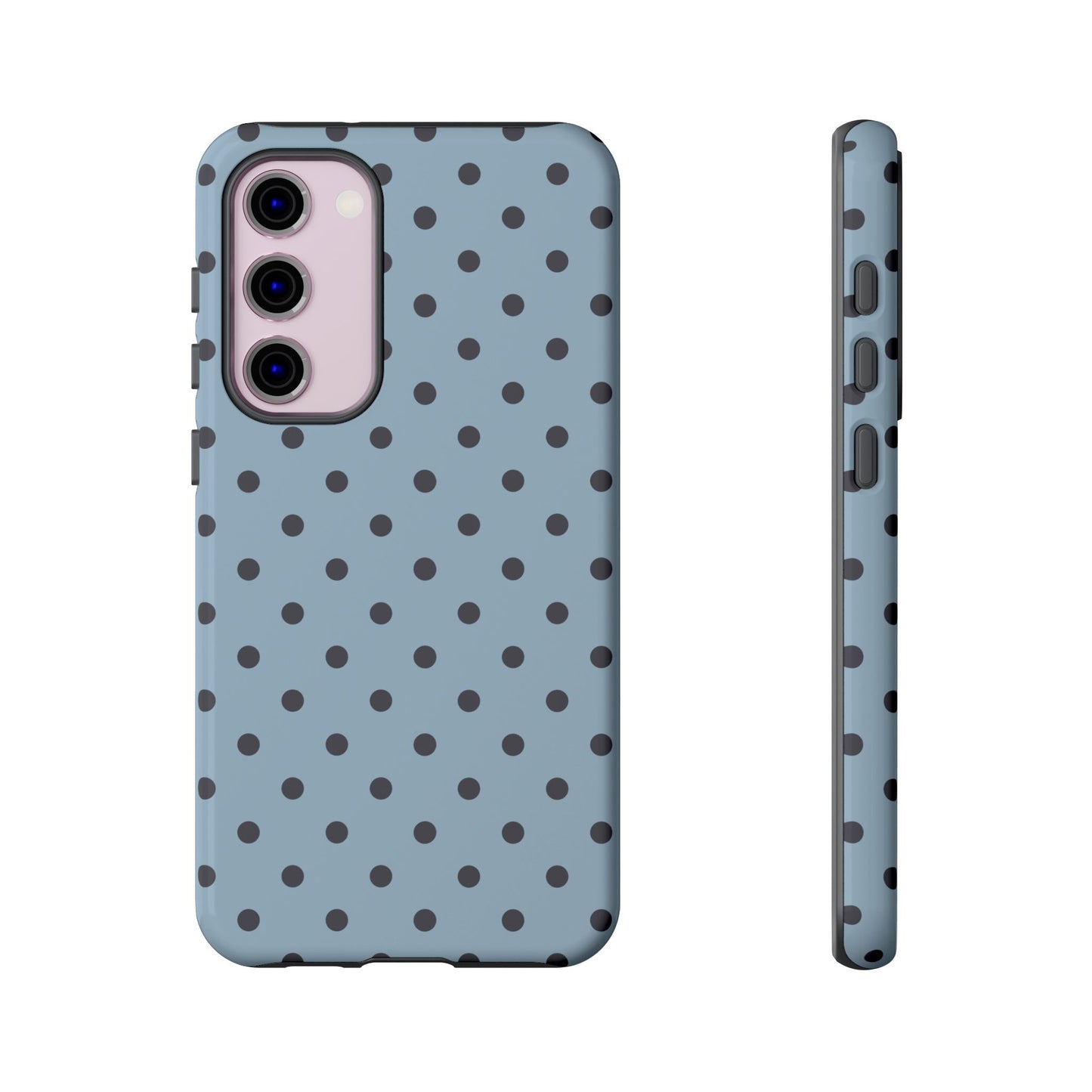 Light Blue with Dark Blue Dot Pattern Phone Case