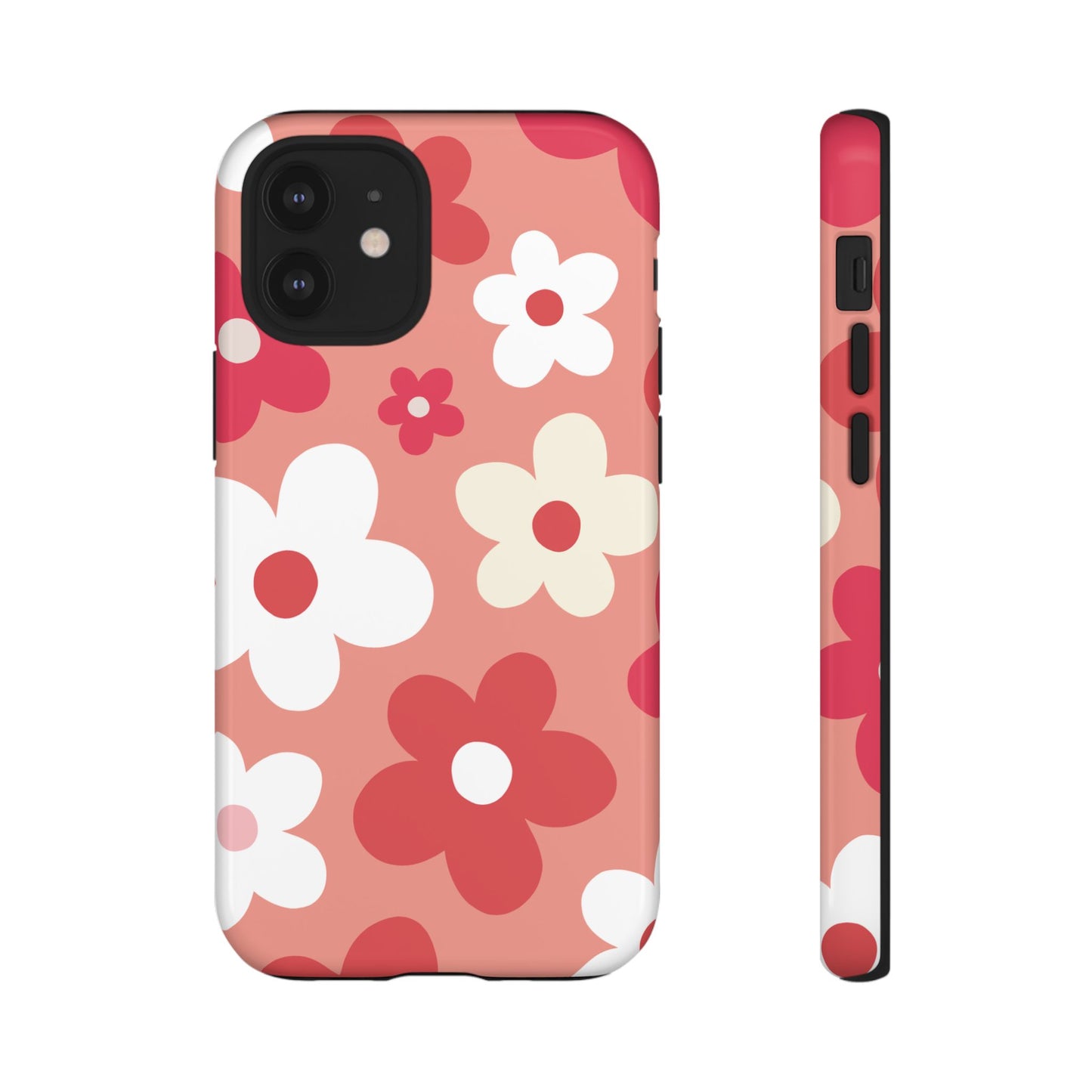 iPhone 12 Mini / Glossy Phone Case - ’Pink Daisy Pattern’ Phone Case