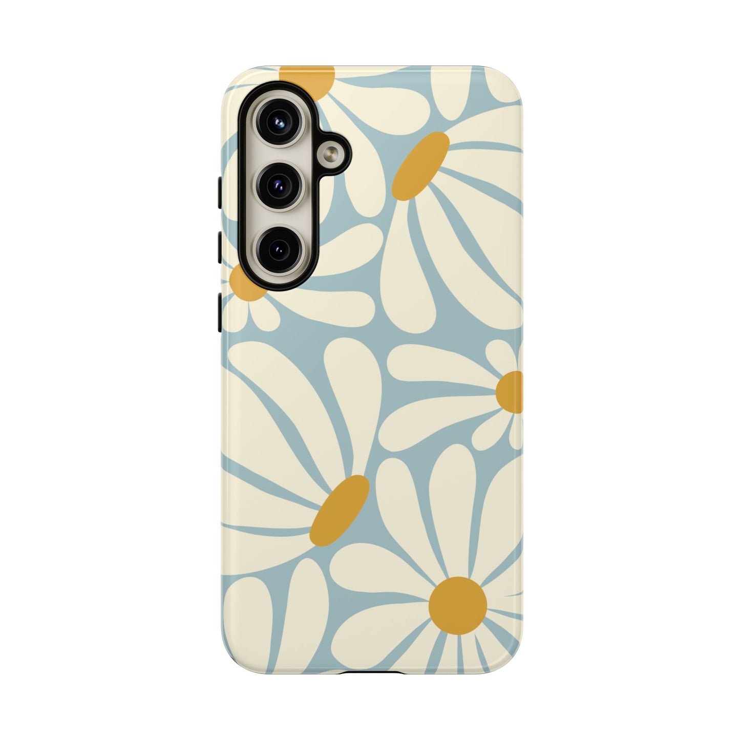 Samsung Galaxy S24 Plus / Glossy Phone Case - ’Retro Blue Daisy Pattern’ Phone Case