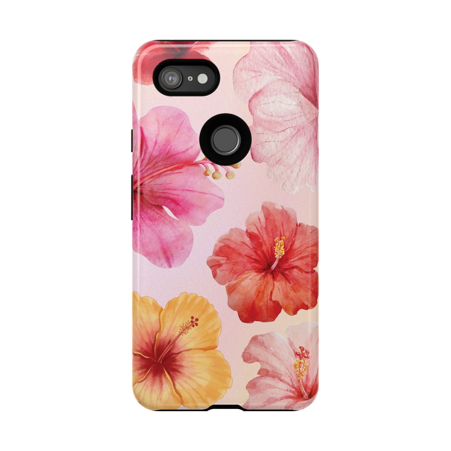 Google Pixel 3 XL / Glossy Phone Case - ’Pink Hibiscus Pattern #1’ Phone Case