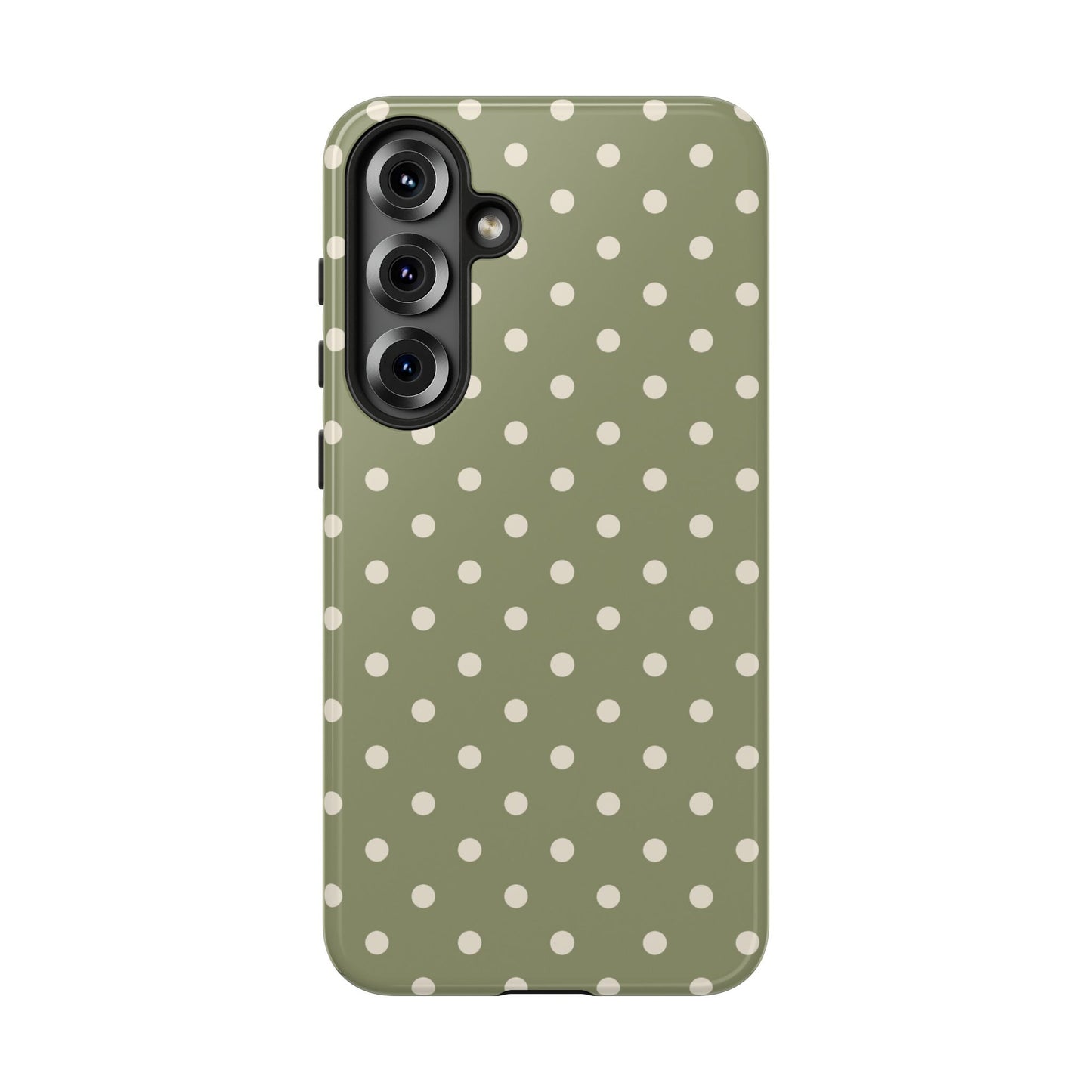 Samsung Galaxy S25 Plus / Glossy Phone Case - ’Green & White Dot Pattern’ Phone Case