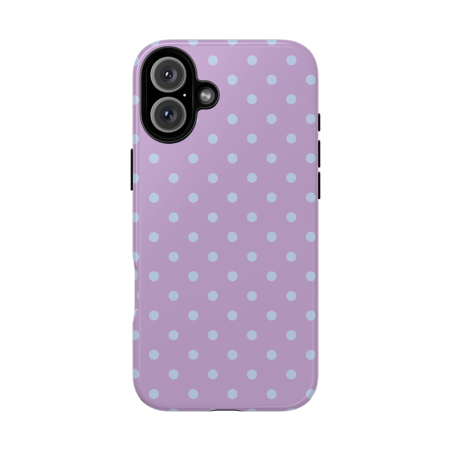 iPhone 16 Plus / Glossy Phone Case - Trendy Lilac & Ice Blue Dot Pattern Phone Case