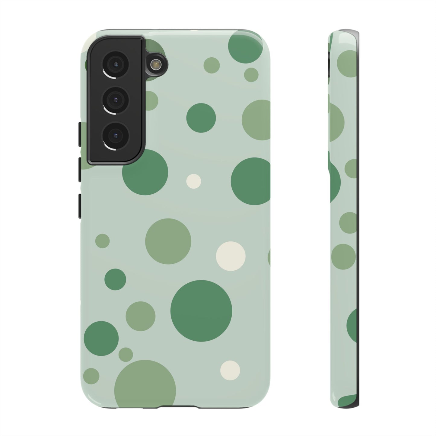 Samsung Galaxy S22 / Glossy Phone Case - ’Bold Green Dot Pattern’ Phone Case