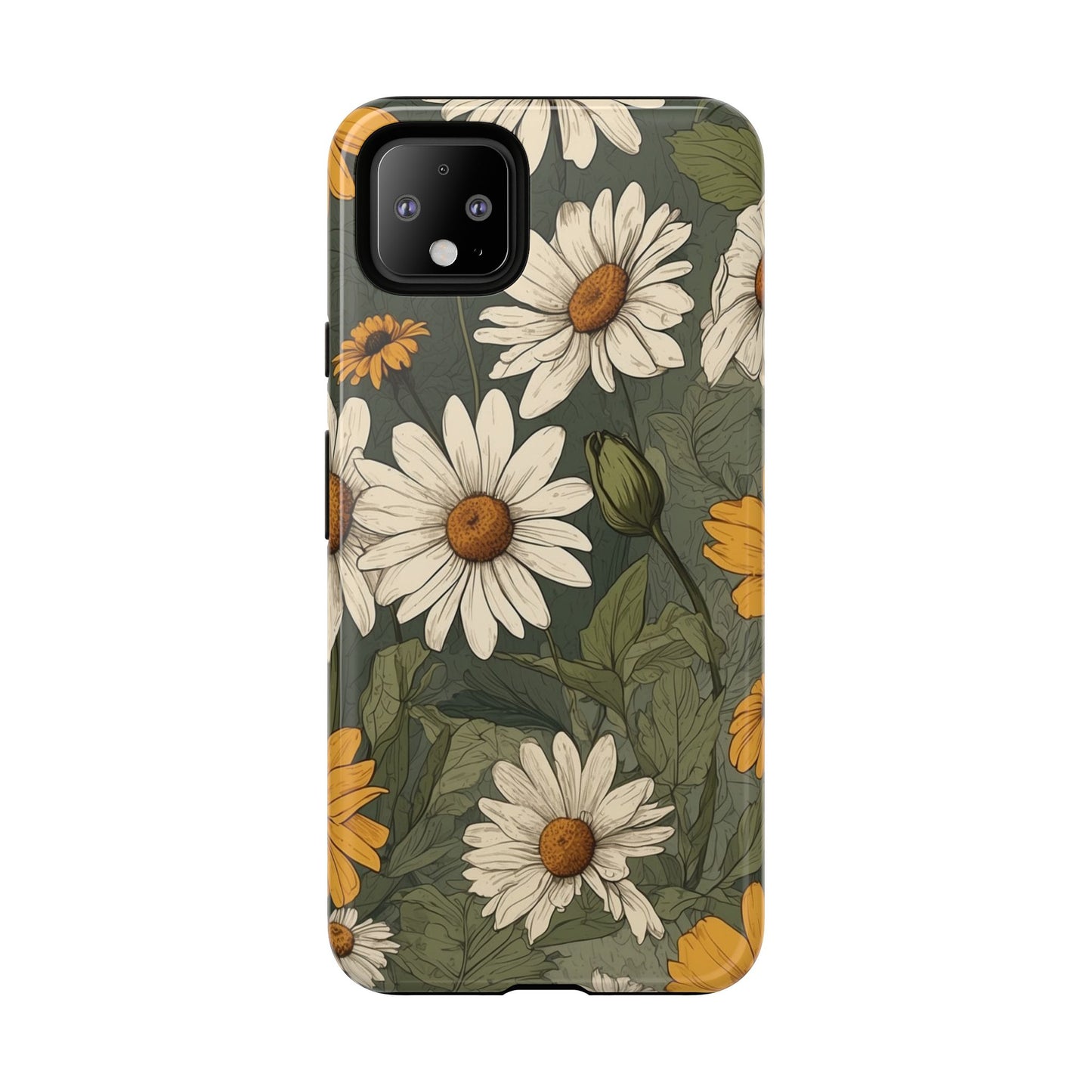 Boho Chic Daisies Floral Pattern "White & Yellow" Phone Case