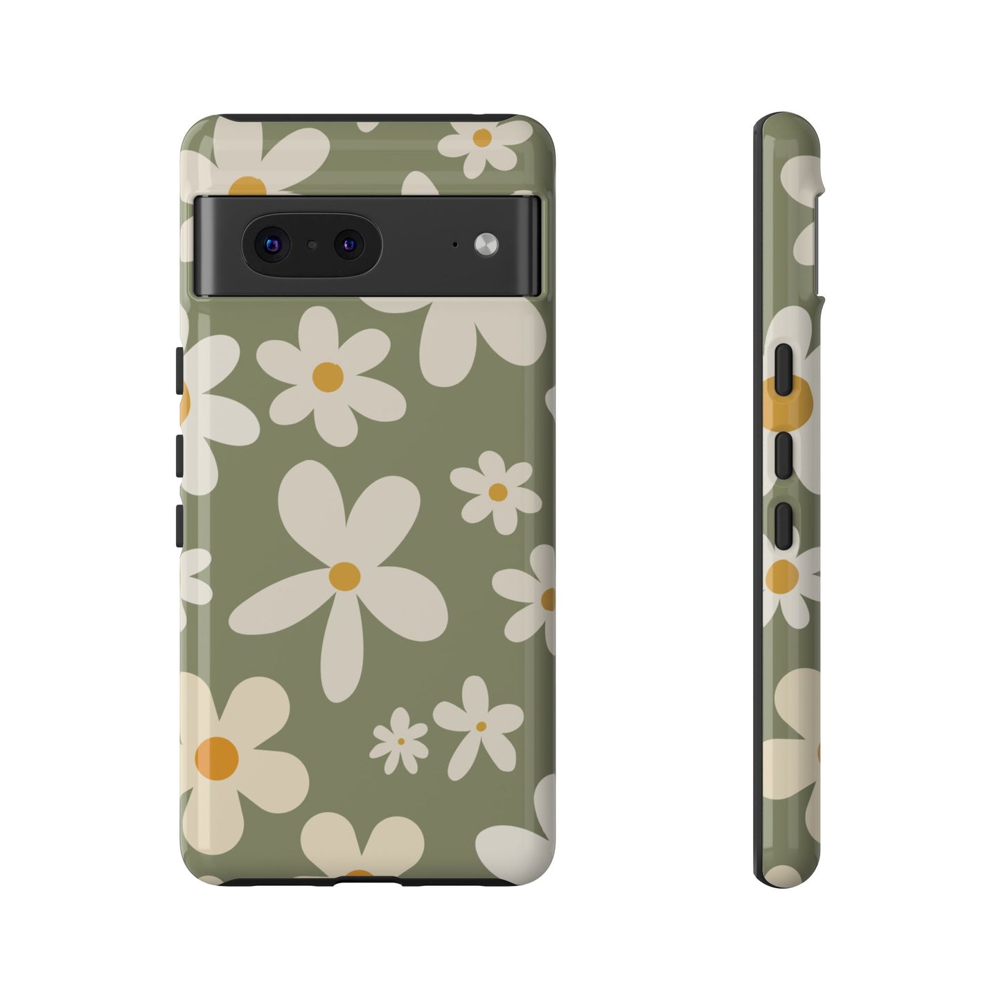 Google Pixel 7 / Glossy Phone Case - ’Green Daisy Pattern’ Phone Case