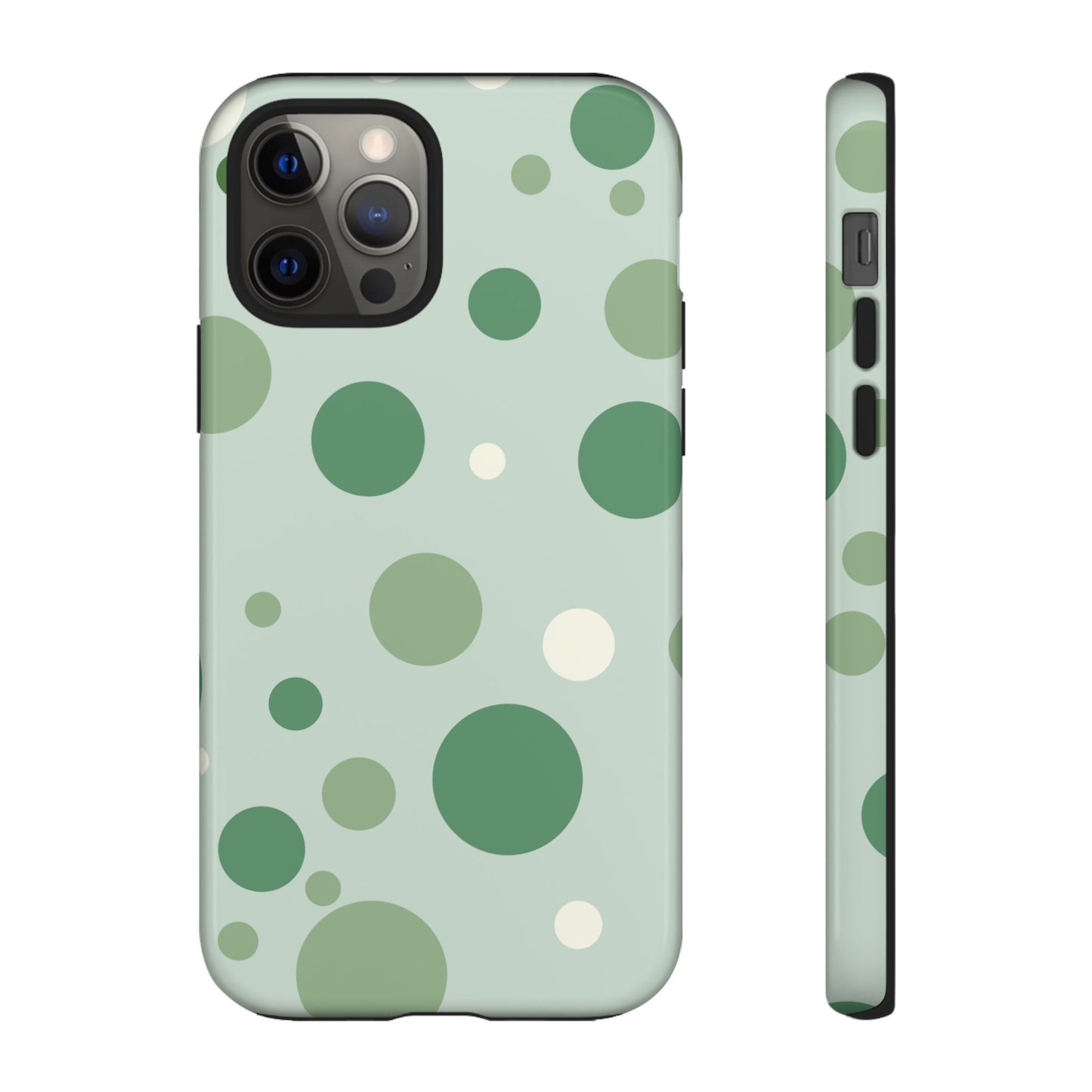iPhone 12 Pro / Glossy Phone Case - ’Bold Green Dot Pattern’ Phone Case