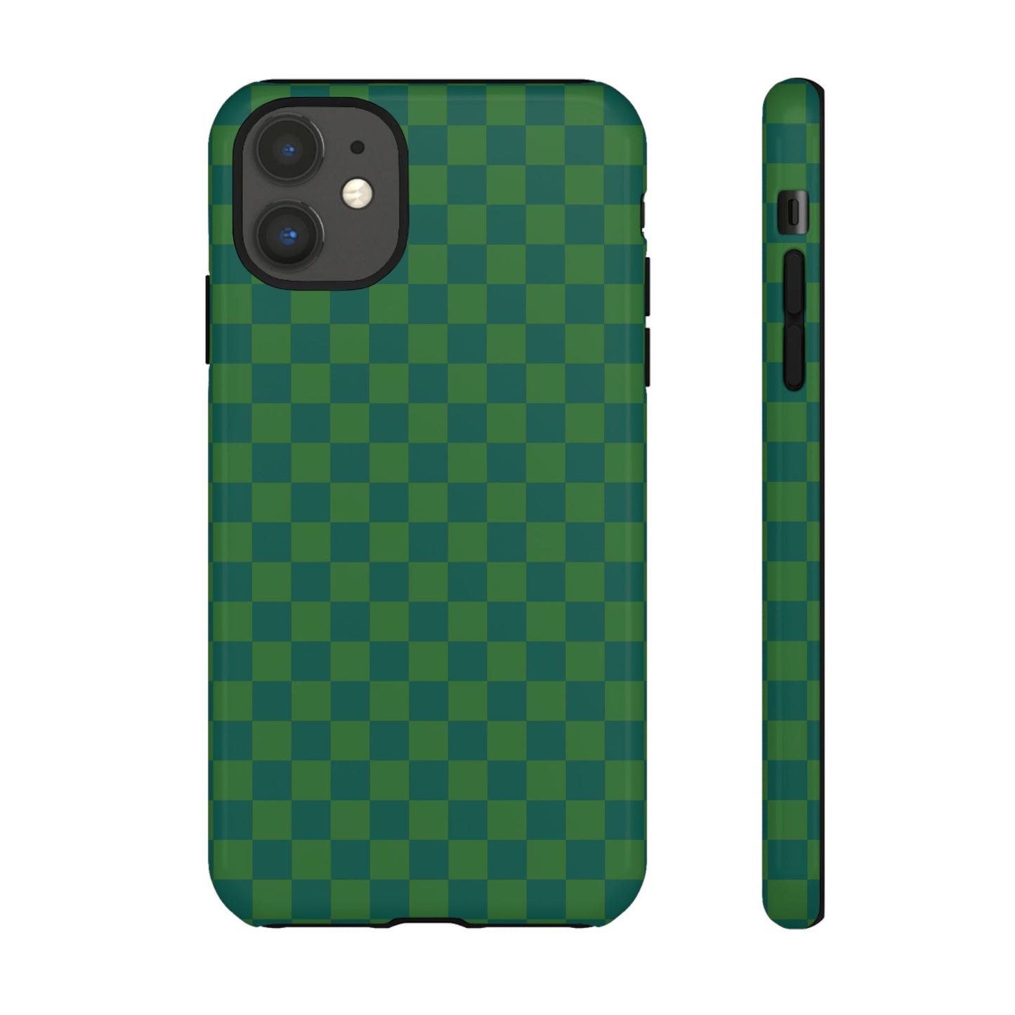 iPhone 11 / Glossy Phone Case - ’Bold Green Checkered Pattern’ Phone Case