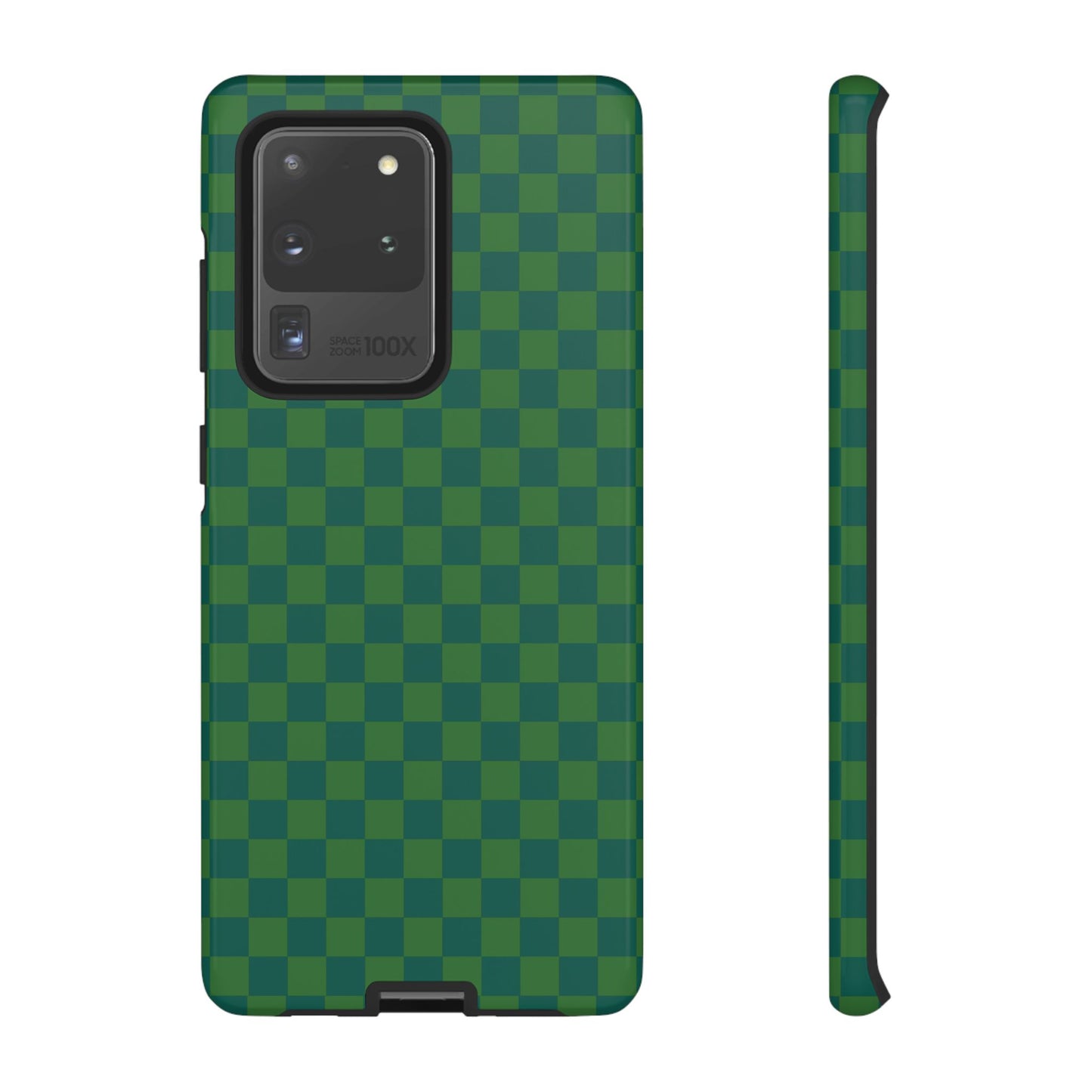 Samsung Galaxy S20 Ultra / Glossy Phone Case - ’Bold Green Checkered Pattern’ Phone Case