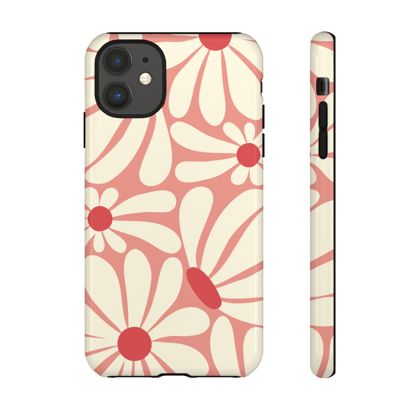 iPhone 11 / Glossy Phone Case - ’Retro Pink Daisy Pattern’ Phone Case