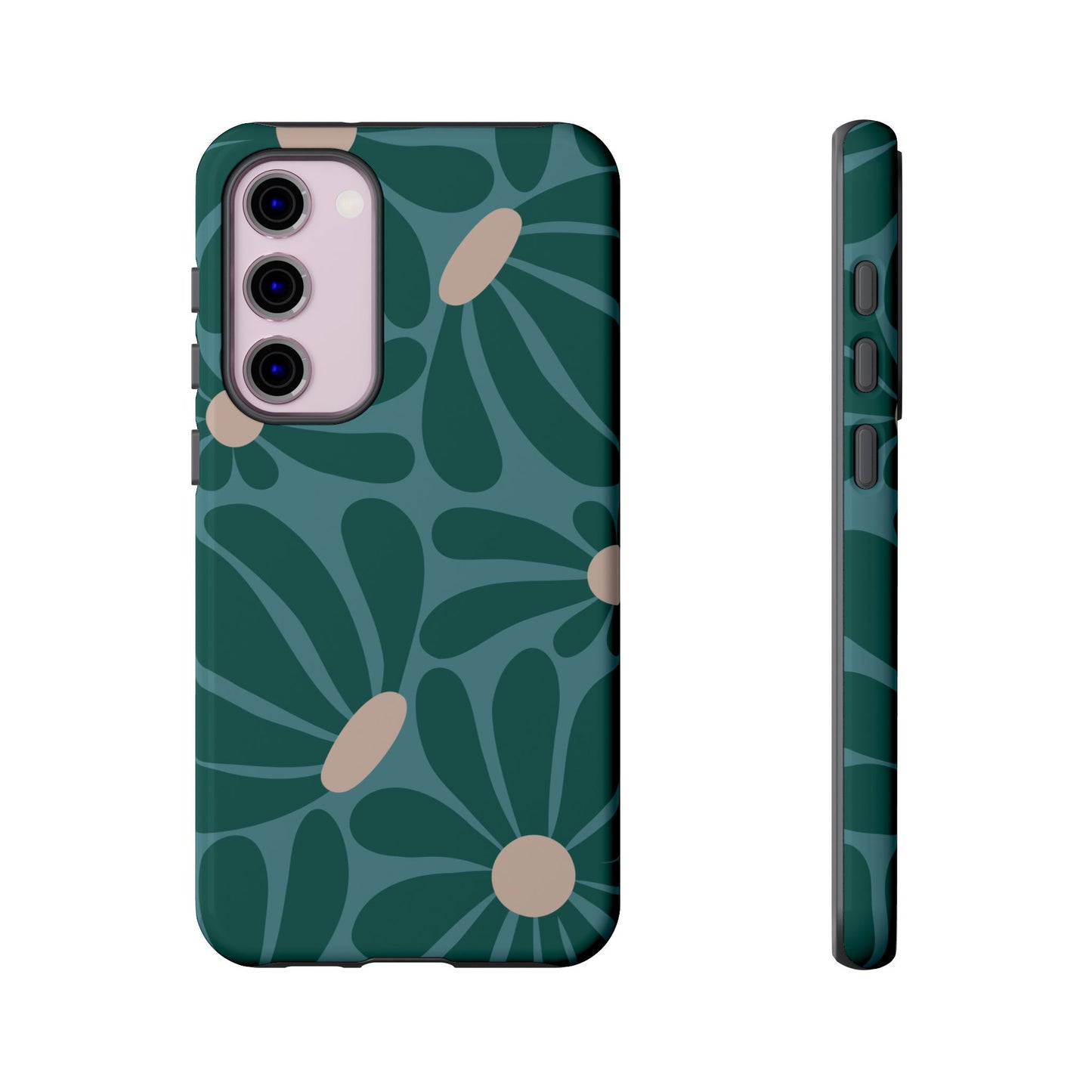 Samsung Galaxy S23 Plus / Glossy Phone Case - ’Retro Turquoise Daisy Pattern’ Phone Case
