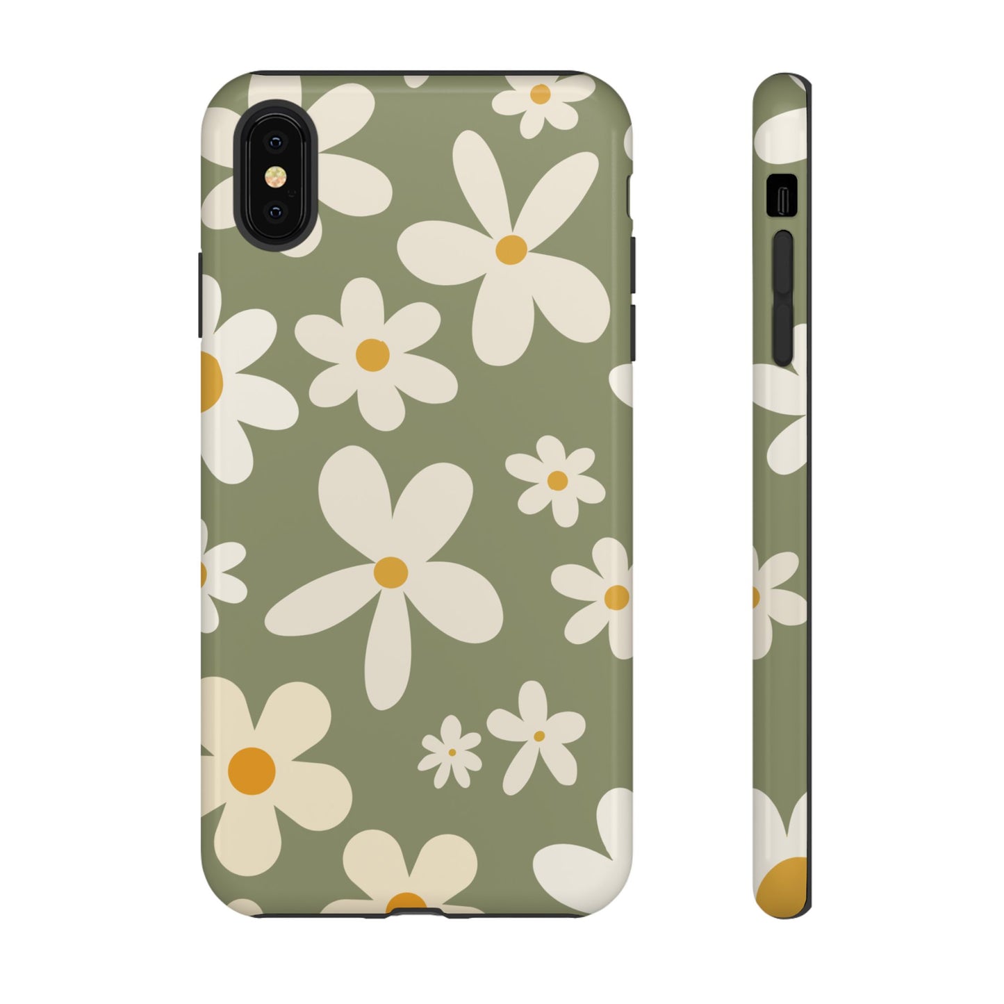 iPhone XS MAX / Glossy Phone Case - ’Green Daisy Pattern’ Phone Case