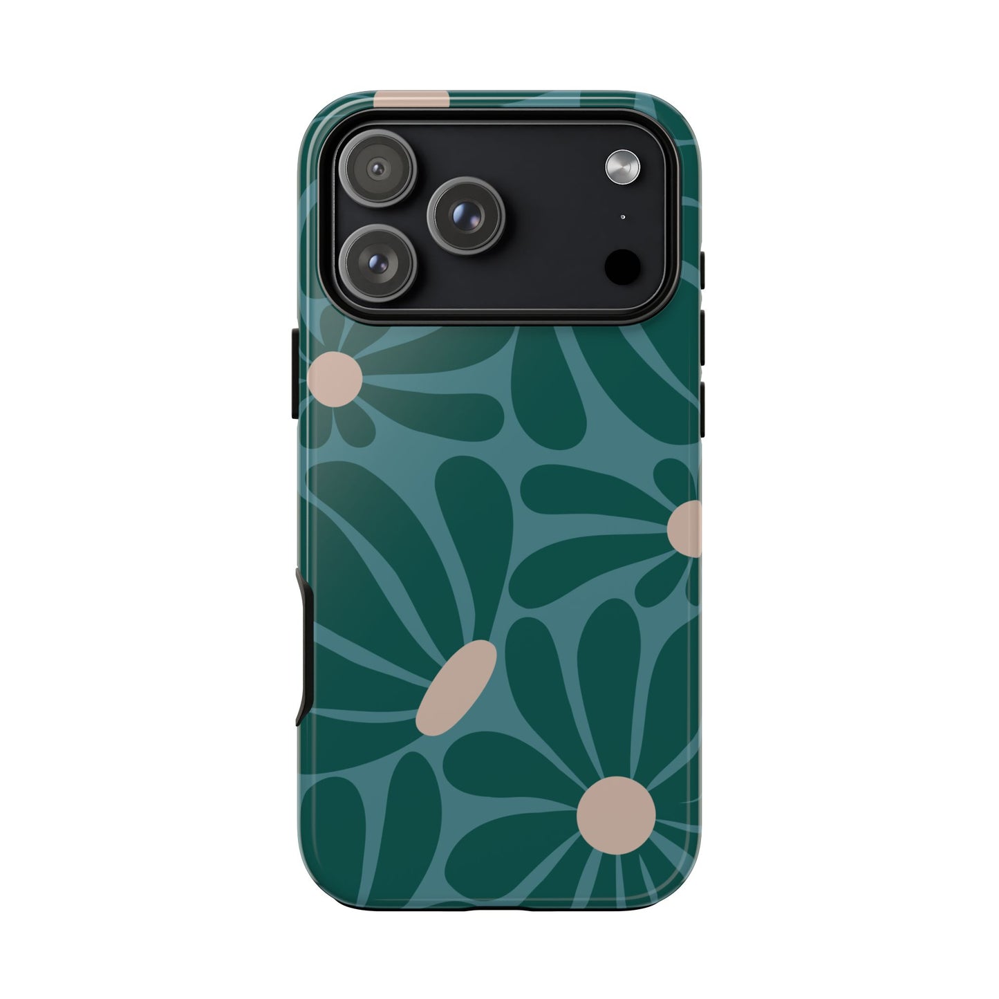 iPhone 17 Pro Max / Glossy Phone Case - ’Retro Turquoise Daisy Pattern’ Phone Case