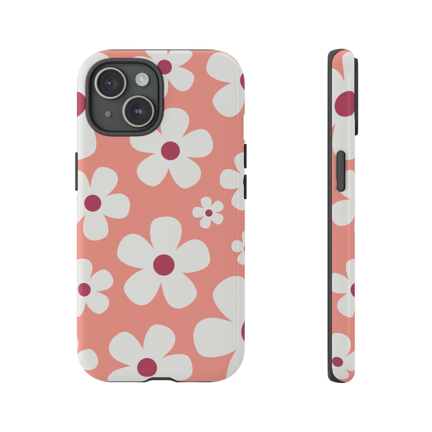 iPhone 15 / Glossy Phone Case - Cute Pink Daisy Pattern #2 Phone Case