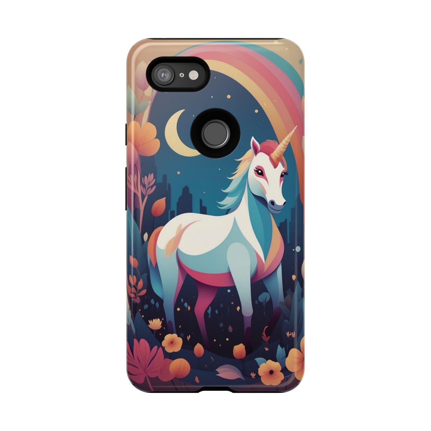 Stylised Unicorn & Rainbow Design Phone Case