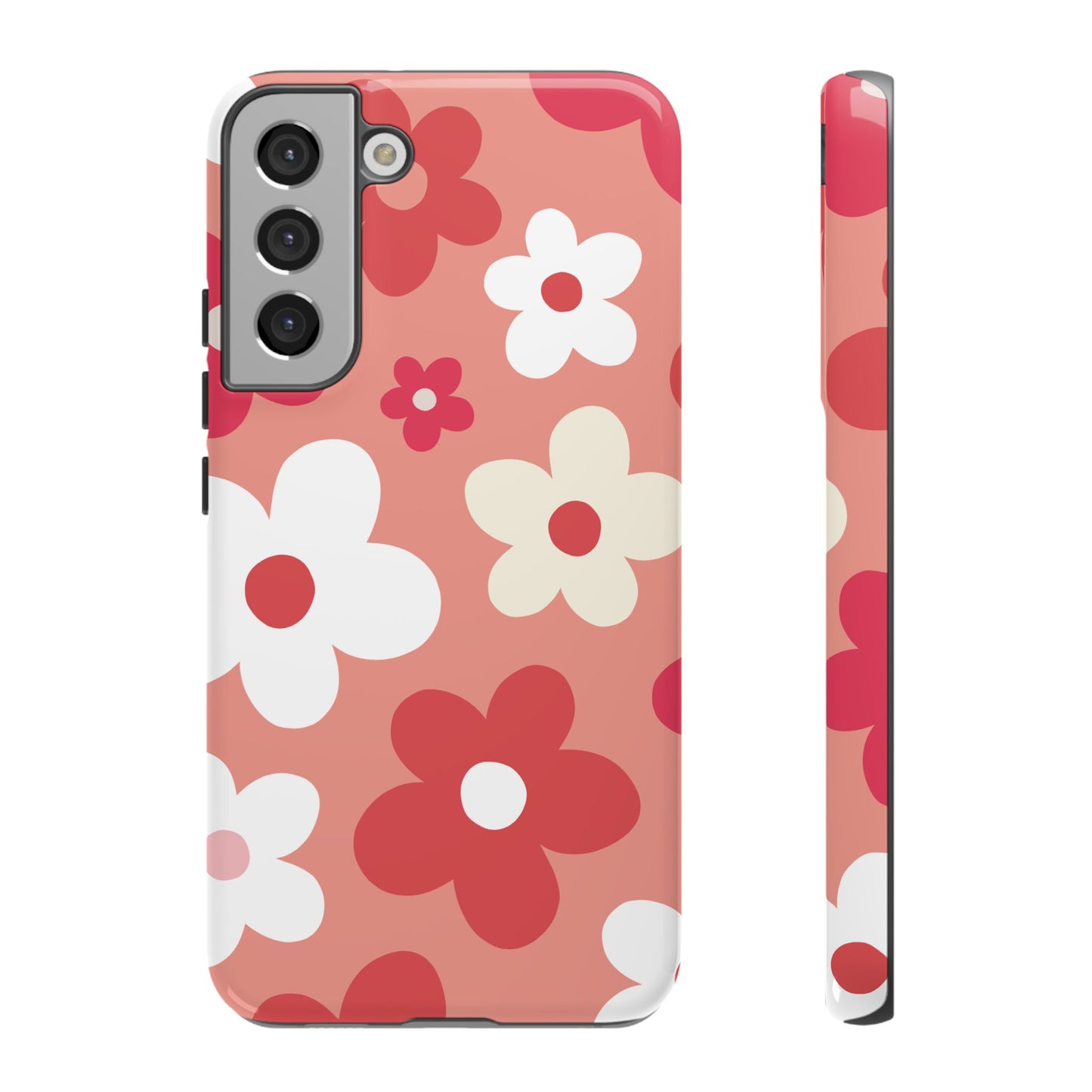 Samsung Galaxy S22 Plus / Glossy Phone Case - ’Pink Daisy Pattern’ Phone Case