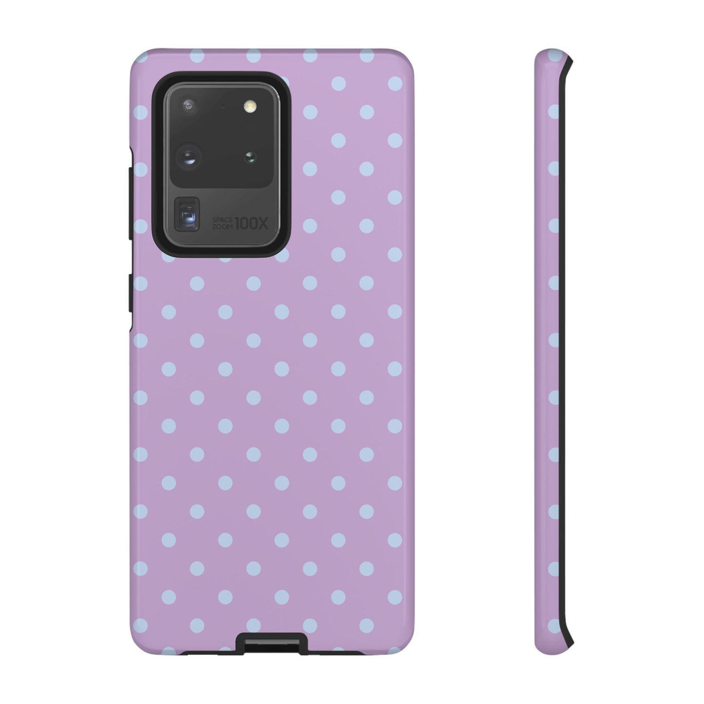 Samsung Galaxy S20 Ultra / Glossy Phone Case - Trendy Lilac & Ice Blue Dot Pattern Phone Case