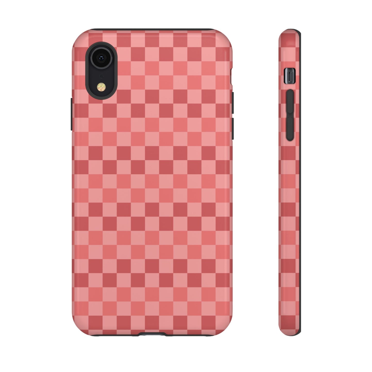 iPhone XR / Glossy Phone Case - ’Bold Pink Checkered Pattern’ Phone Case