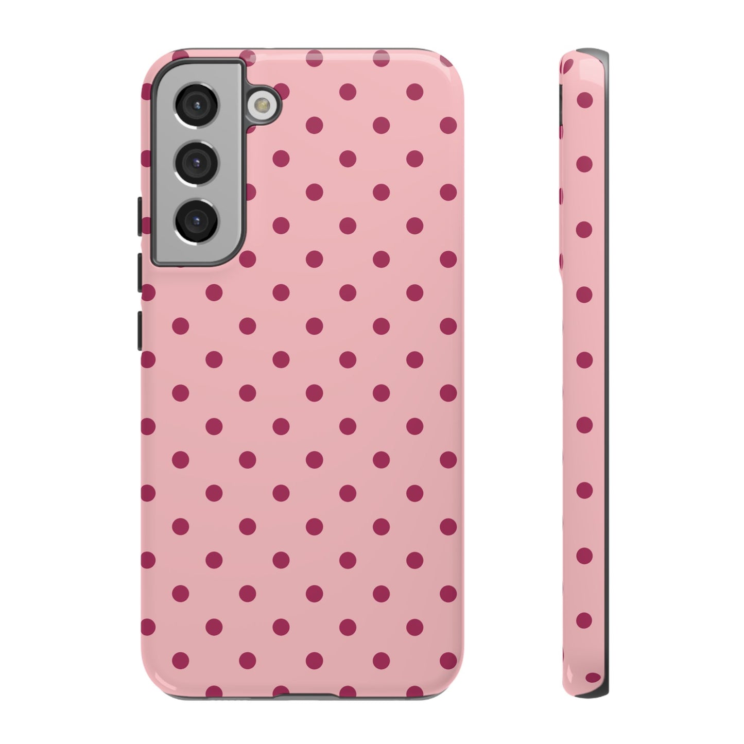 Samsung Galaxy S22 Plus / Glossy Phone Case - ’Pink with Red Dot Pattern’ Phone Case