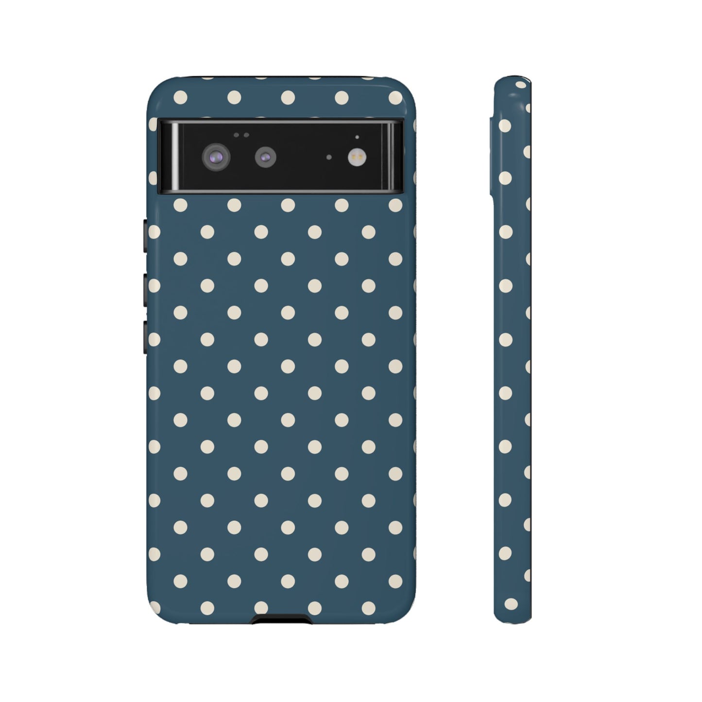 Google Pixel 6 / Glossy Phone Case - ’Blue & White Dot Pattern’ Phone Case