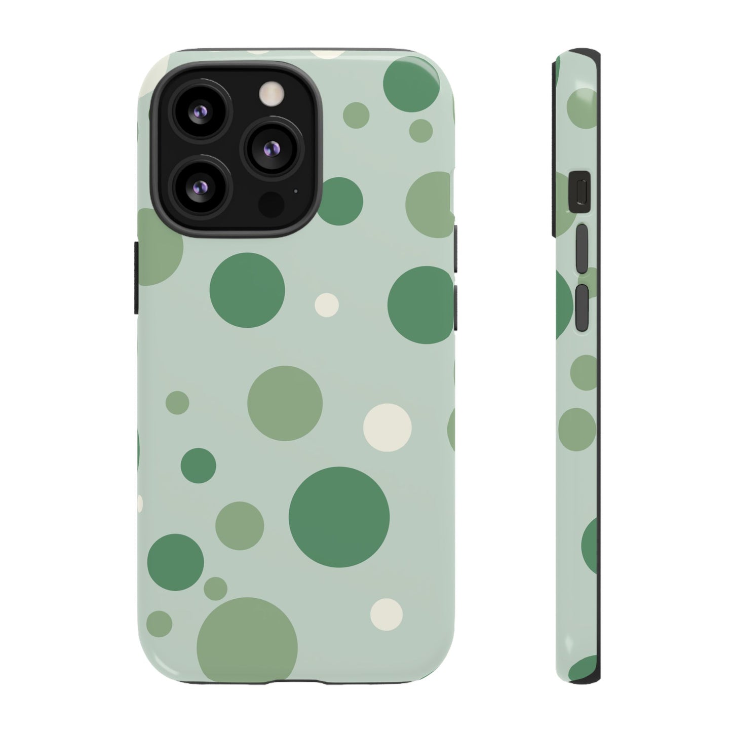iPhone 13 Pro / Glossy Phone Case - ’Bold Green Dot Pattern’ Phone Case